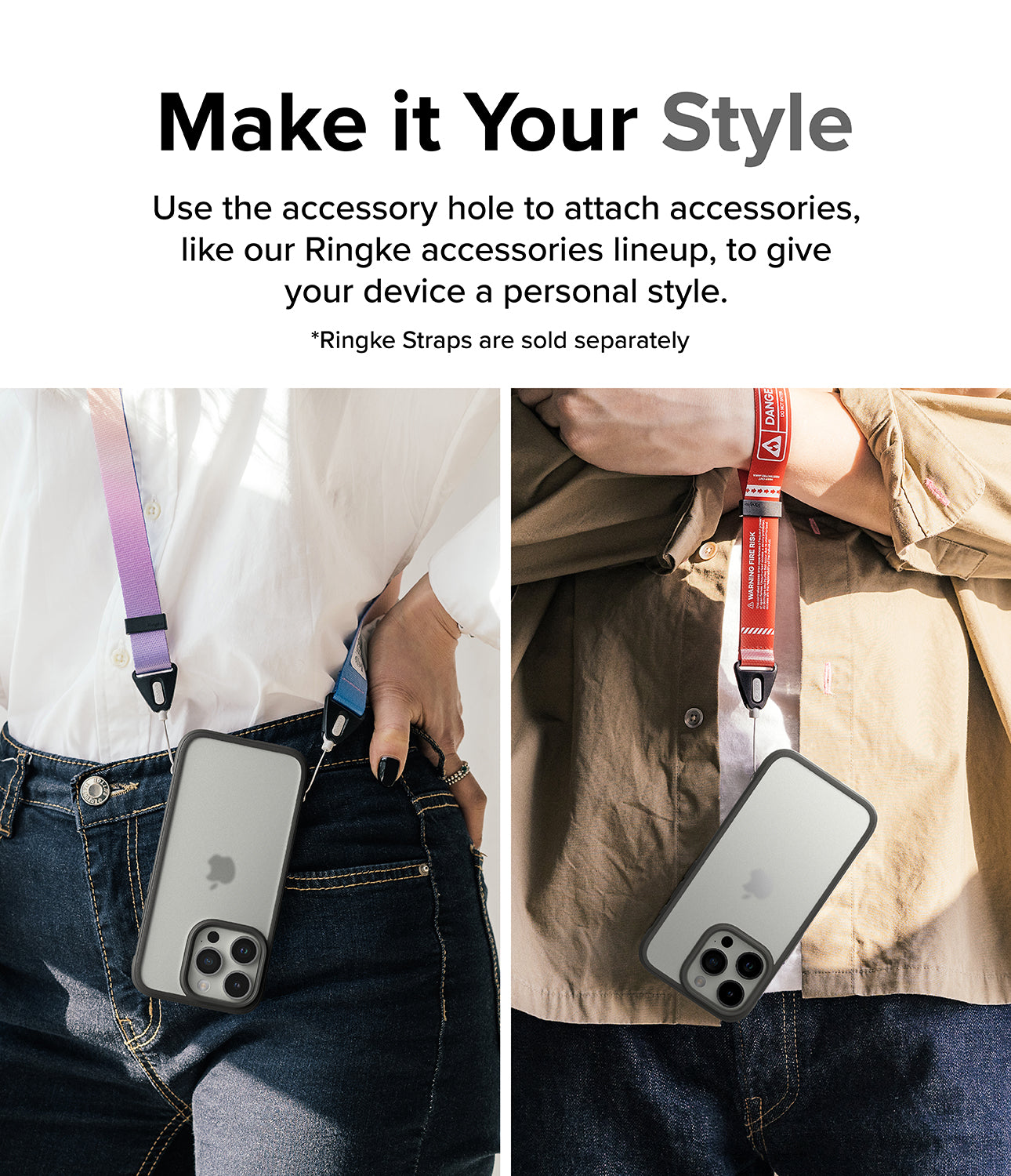 iPhone 15 Pro Case | Fusion Bold - Matte/Gray - Make it Your Style. Use the accessory hole to attach accessories, like our Ringke accessories lineup, to give your device a personal style.