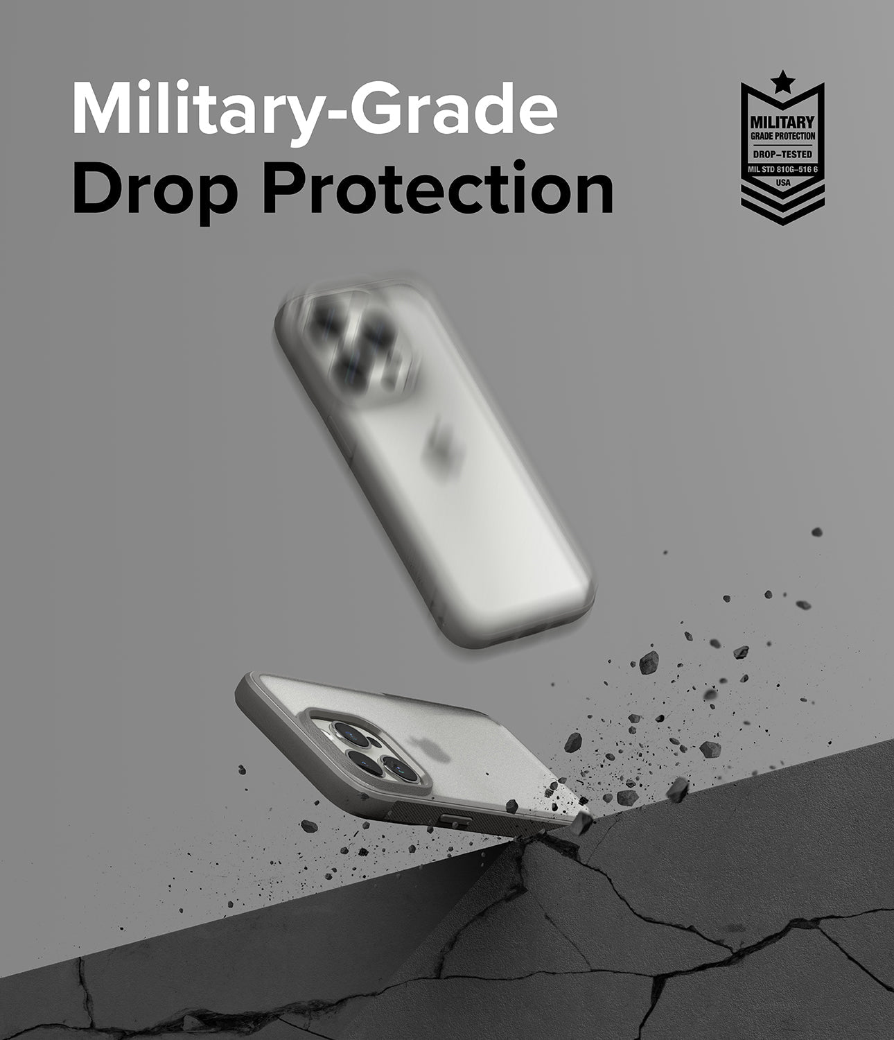 iPhone 15 Pro Case | Fusion Bold - Matte/Gray - Military-Grade Drop Protection.