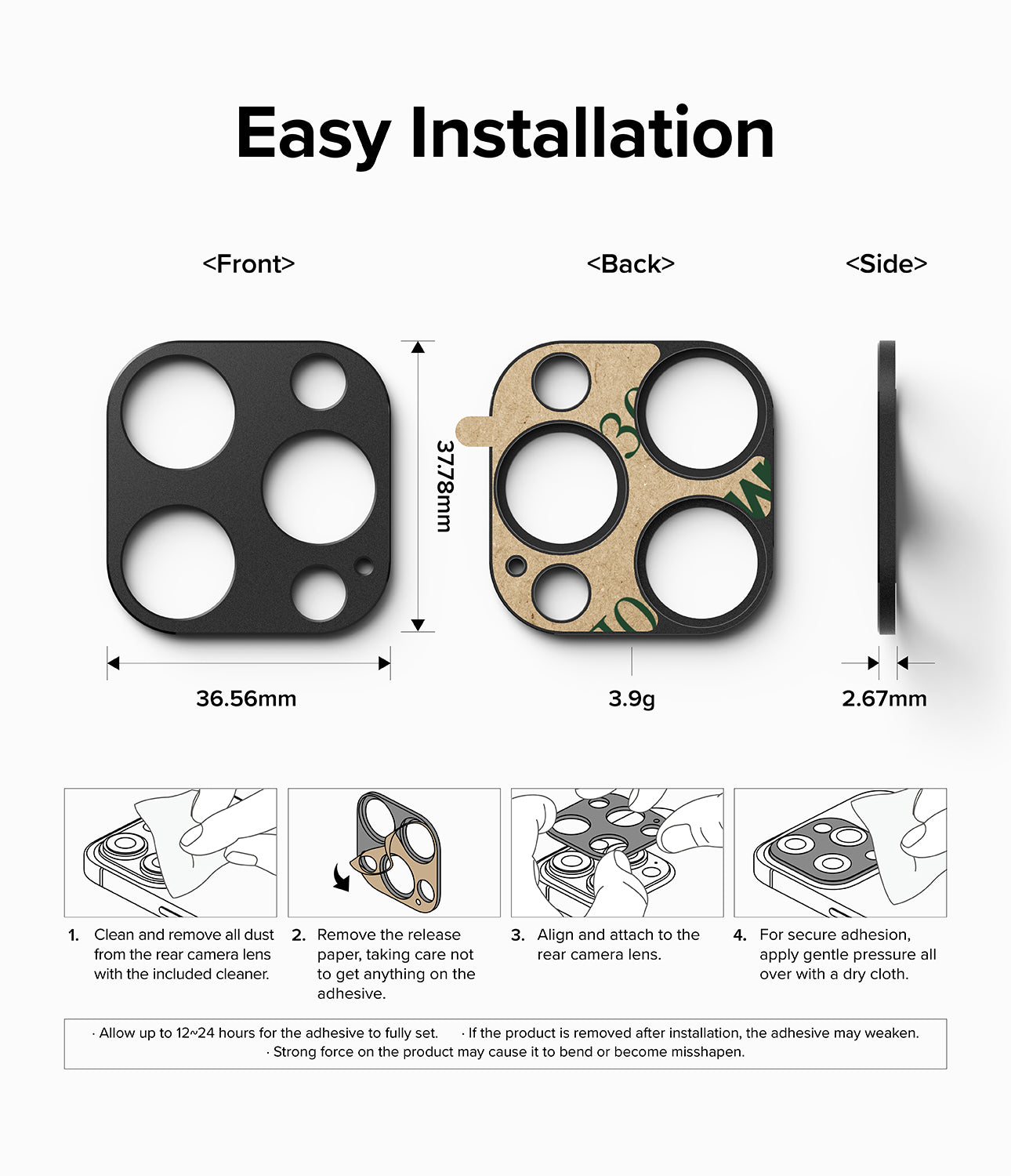 iPhone 15 Pro Max / iPhone 15 Prp | Camera Styling - Black aluminum metallic cover