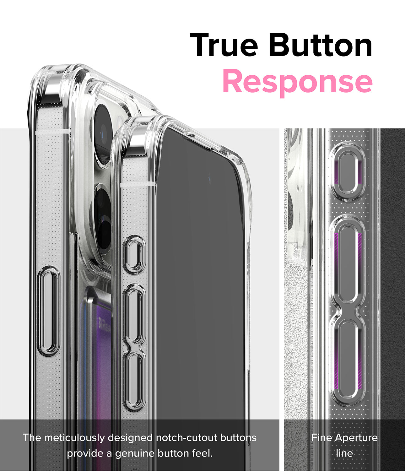iPhone 15 Pro Case | Fusion Card - True Button Response. The meticulously designed notch-cutout buttons provide a genuine button feel. Fine Aperture Line.