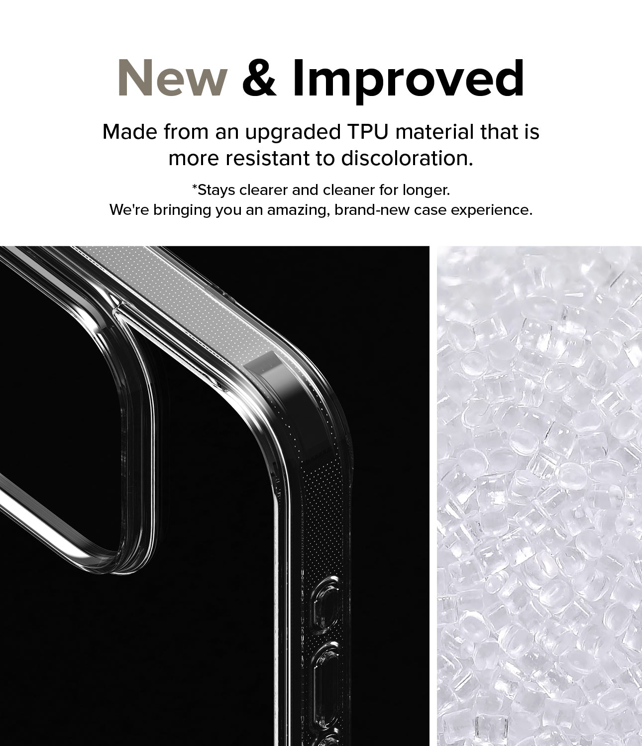 iPhone 15 Pro Case | Fusion - Clear - New and Improved. Made from an upgraded TPU material that is more resistant to discoloration.