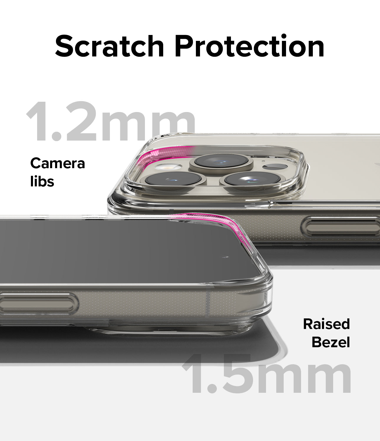 iPhone 15 Pro Case | Fusion - Clear - Scratch Protection. Camera Lips and Raised Bezel.