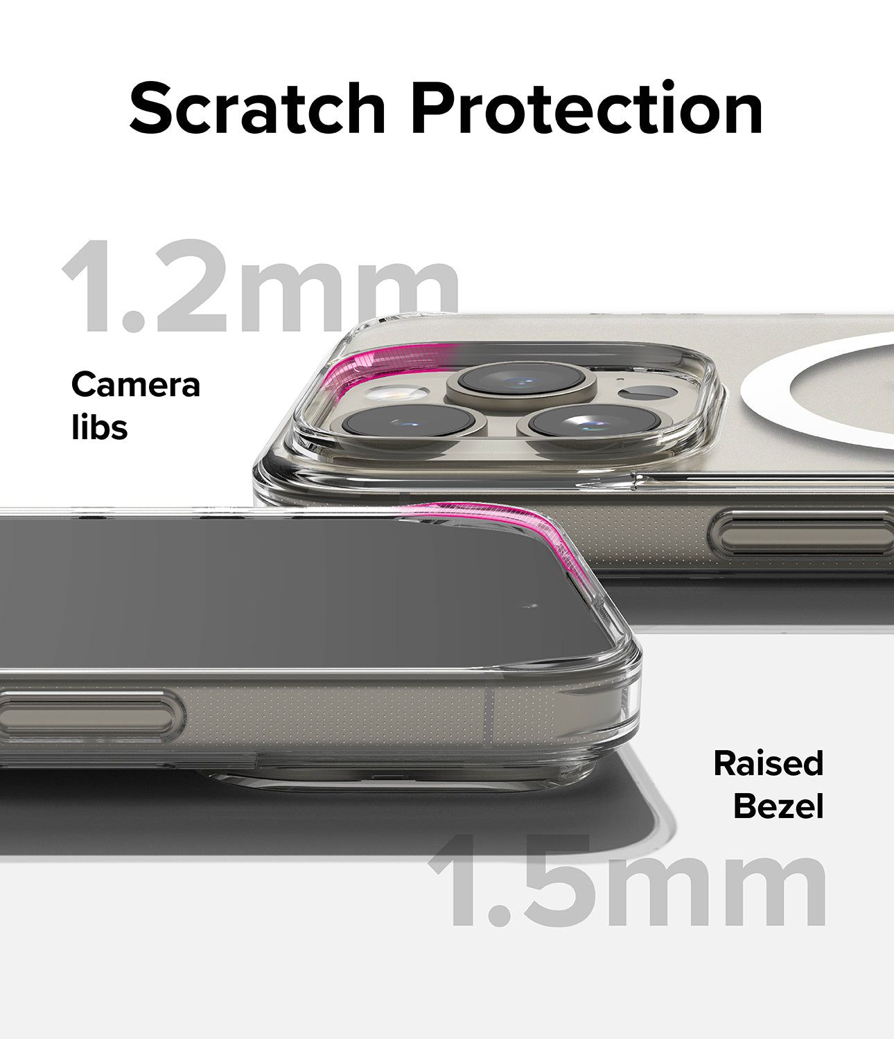 iPhone 15 Pro Case | Fusion Magnetic - Matte Clear - Scratch Protection Camera Lips and Raised Bezel.