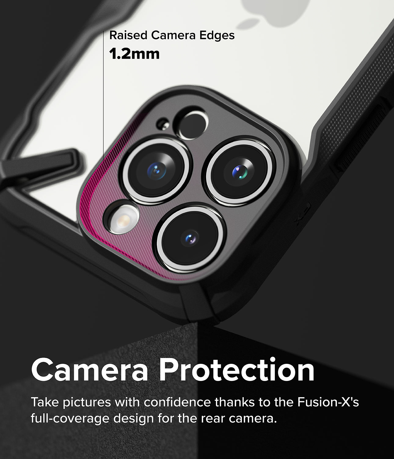 iPhone 15 Pro Case | Fusion-X - Black - Camera Protection. Take pictures with confidence thanks to the Fusion-X's full-coverage design for the rear camera.