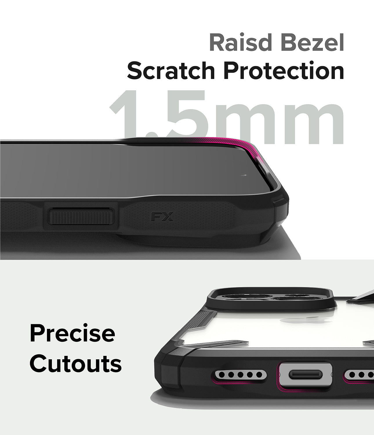 iPhone 15 Pro Case | Fusion-X - Black - Raised Bezel Scratch Protection and Precise Cutouts.