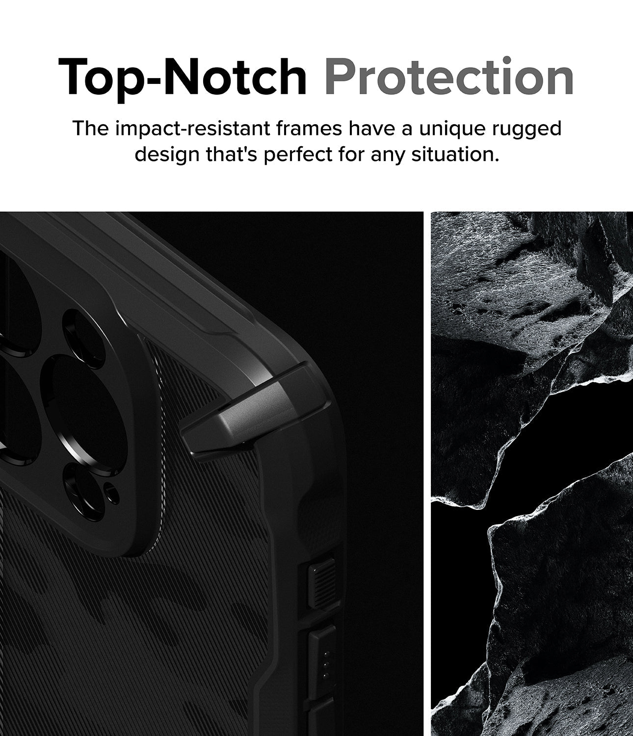 iPhone 15 Pro Case | Fusion-X - Camo Black - Top-Notch Protection. The impact-resistant frame have a unique rugged design that's perfect for any situation.