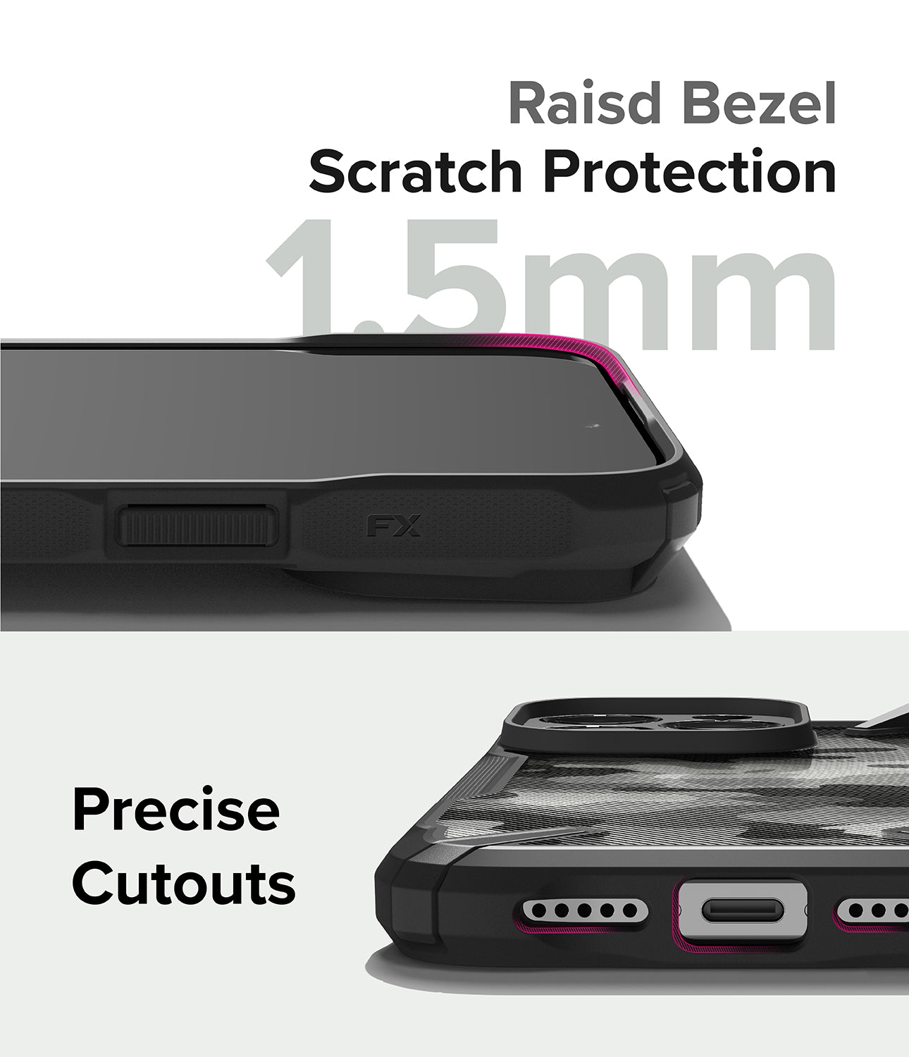 iPhone 15 Pro Case | Fusion-X - Camo Black - Raised Bezel Scratch Protection and Precise Cutouts.