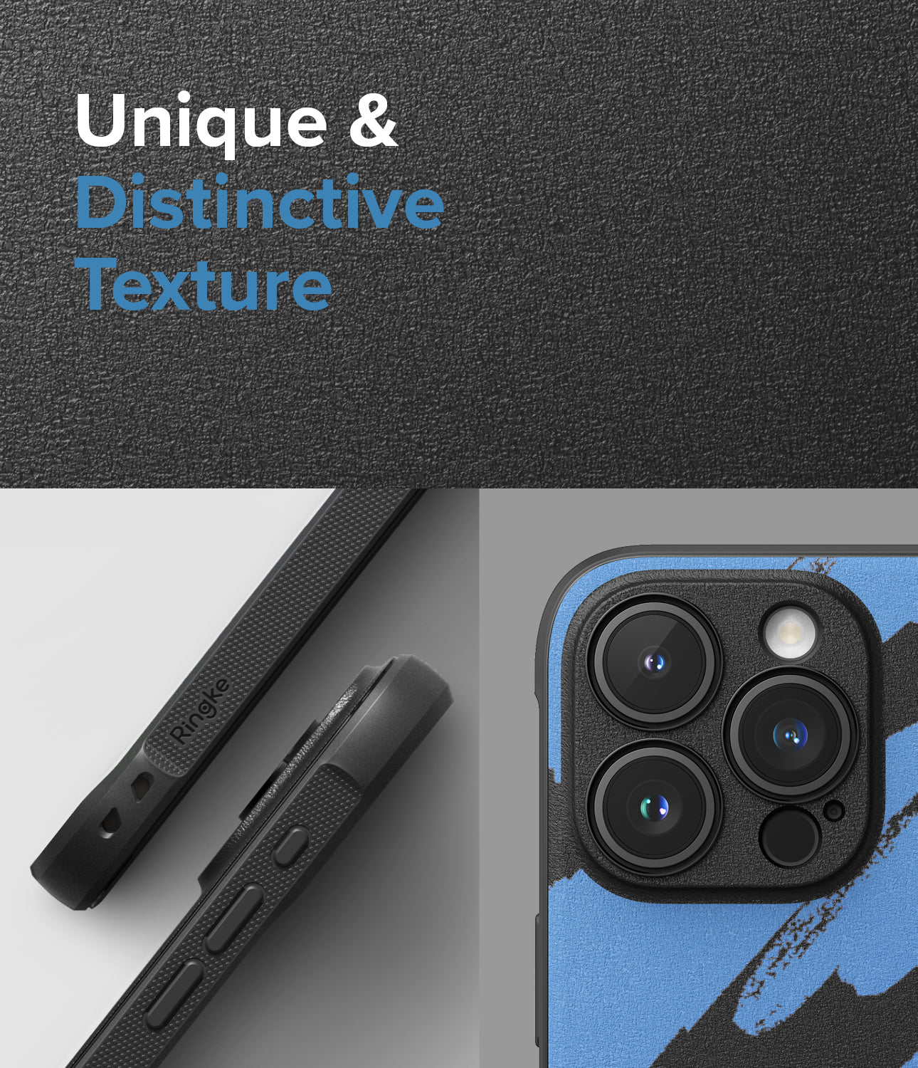 iPhone 15 Pro Case | Onyx Design - Blue Brush - Unique and Distinctive Texture