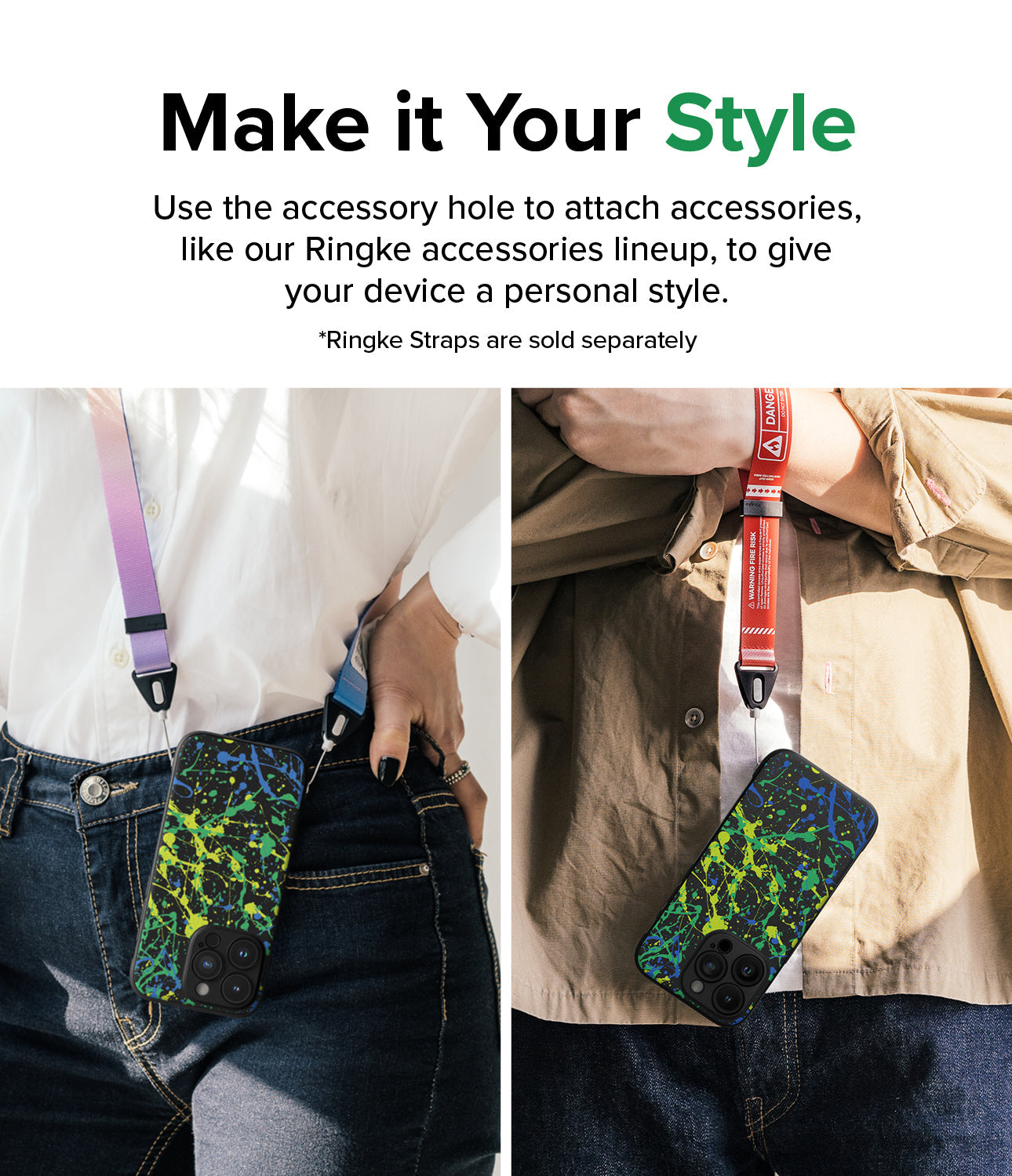 iPhone 15 Pro Case | Onyx Design - Action Painting - Make it Your Style. Use the accessory hole to attach accessories, like our Ringke accessories lineup, to give your device a personal style