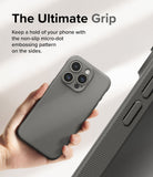iPhone 15 Pro Case | Onyx - Gray - The Ultimate Grip. Keep a hold of your phone with the non-slip micro-dot embossing pattern on the sides.