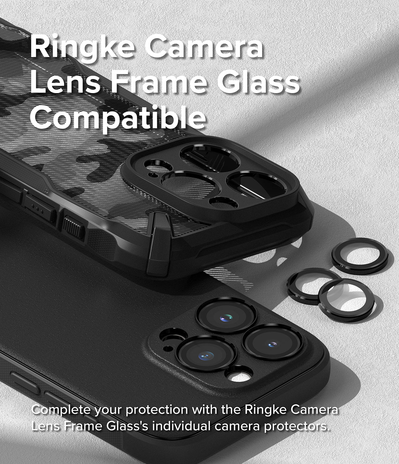 iPhone 15 Pro Case | Onyx Magnetic - Dark Green - Ringke Camera Lens Frame Glass Compatible. Complete your protection with the Ringke Camera Lens Frame Glass' individual camera protectors.