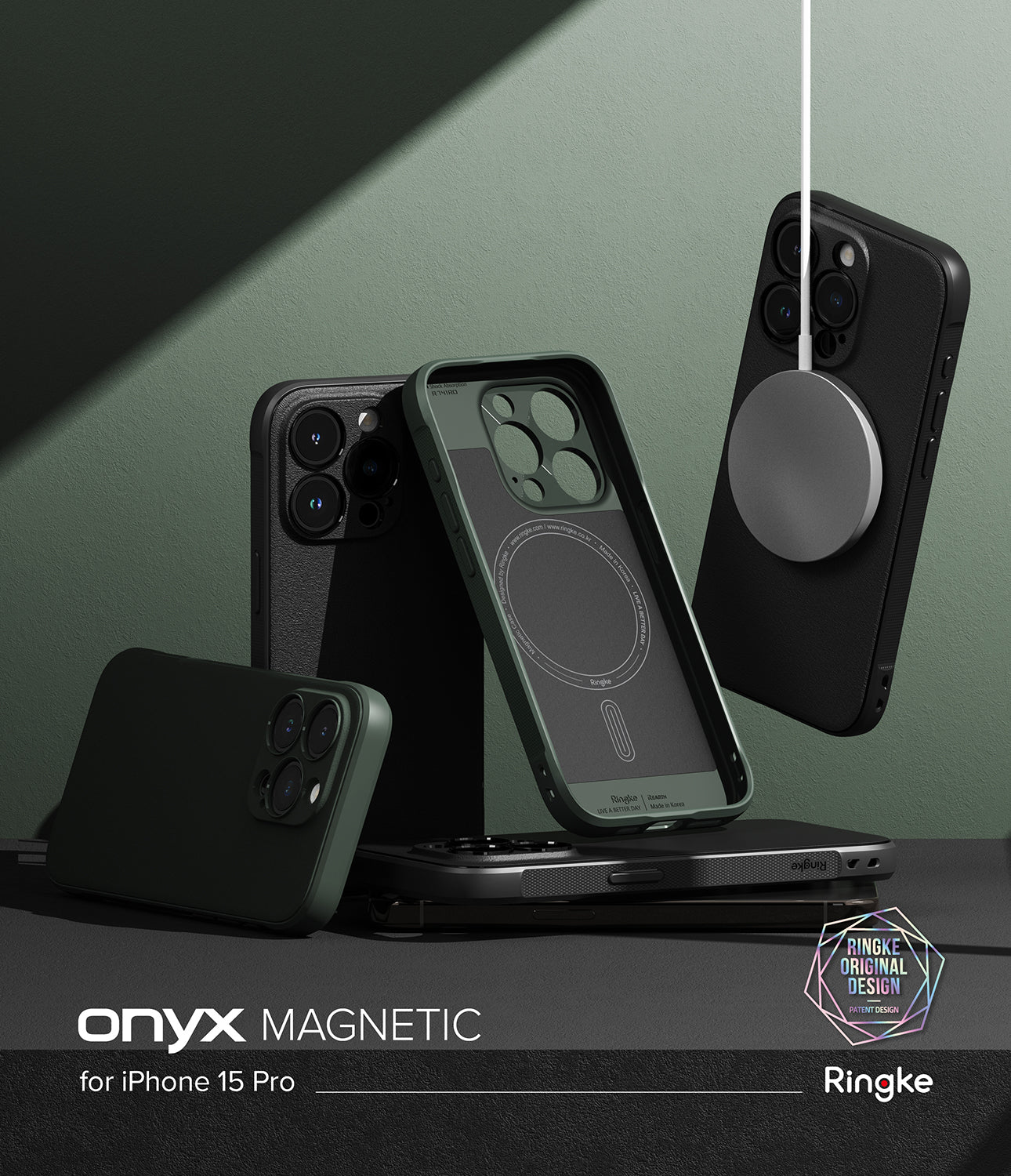 iPhone 15 Pro Case | Onyx Magnetic - Dark Green - By Ringke