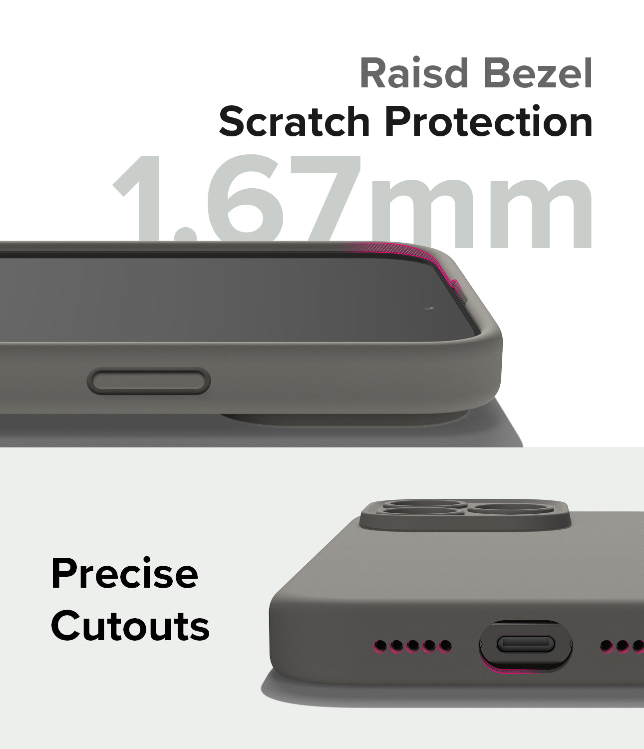 iPhone 15 Pro Case | Silicone Magnetic - Gray - Raised Bezel Scratch Protection and Precise Cutouts.