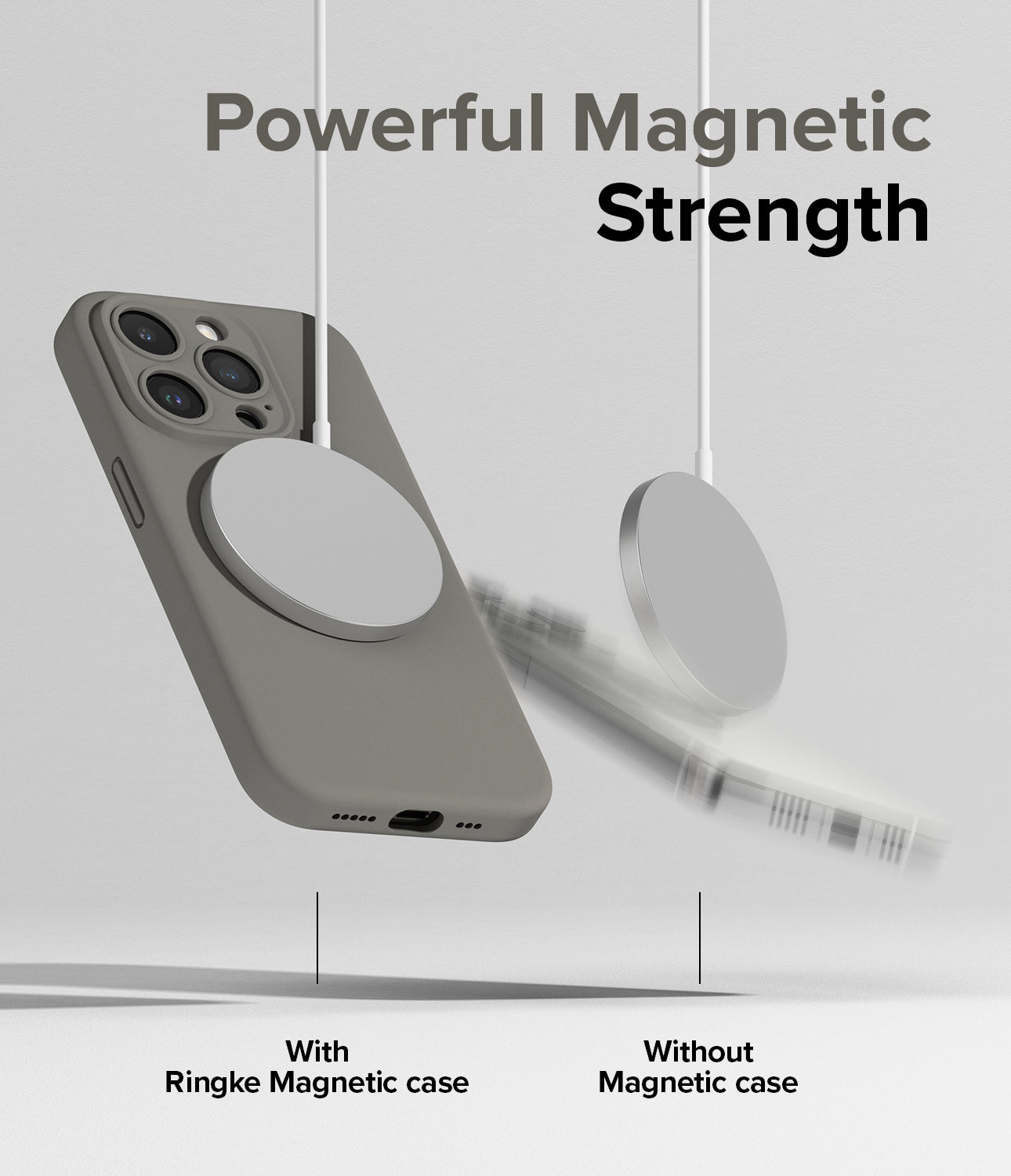 iPhone 15 Pro Case | Silicone Magnetic - Gray - Powerful Magnetic Strength