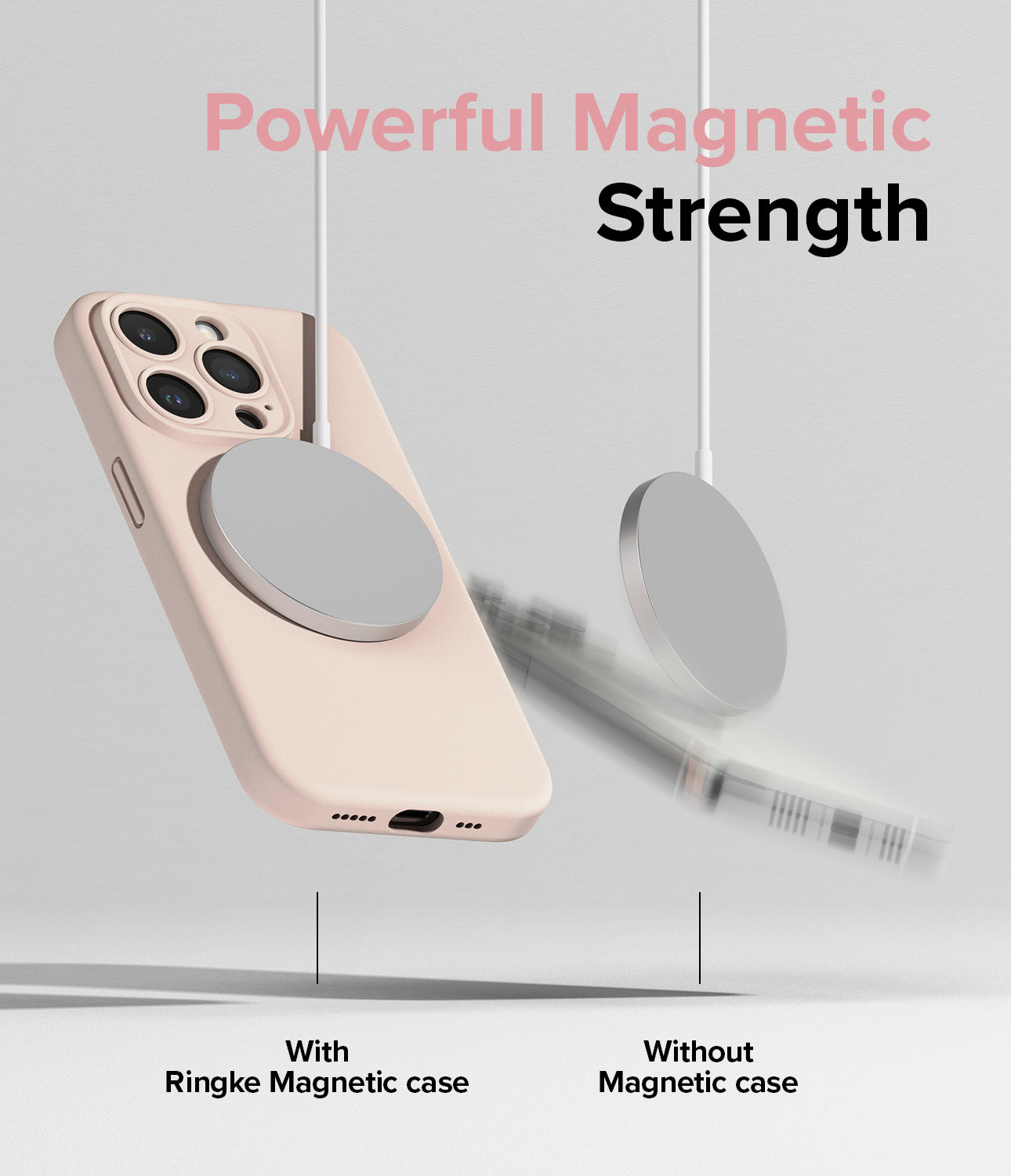 iPhone 15 Pro Case | Silicone Magnetic - Sand Pink - Powerful Magnetic Strength