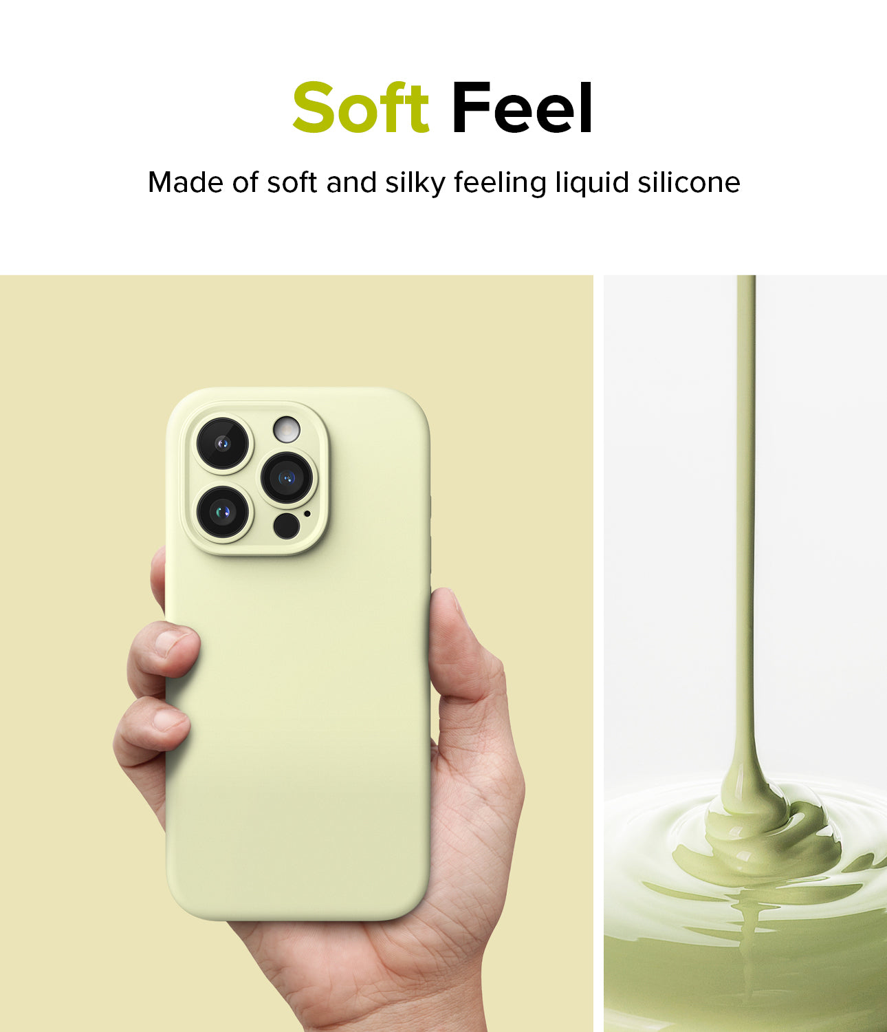 iPhone 15 Pro Case | Silicone Magnetic - Sunny Lime - Soft Feel. Made of soft and silky feeling liquid silicone.
