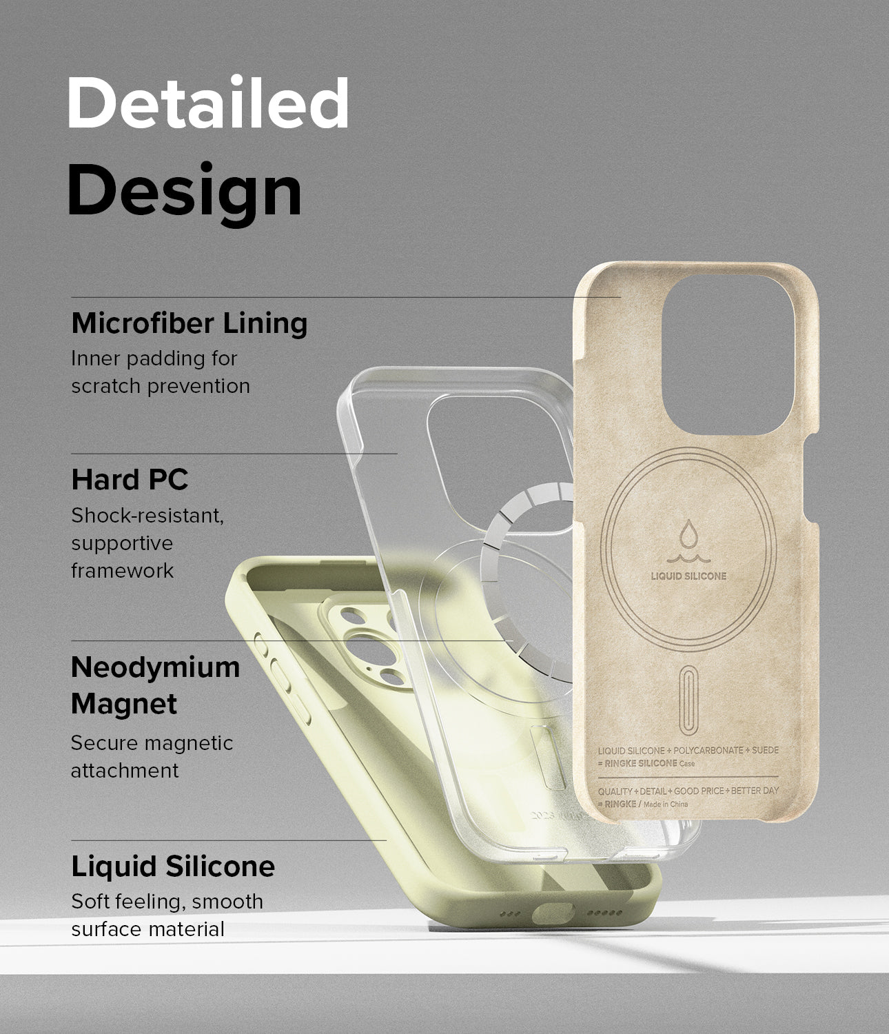 iPhone 15 Pro Case | Silicone Magnetic - Sunny Lime - Detailed Design. Inner padding for scratch prevention with Microfiber Lining. Shock-resistant, supportive framework with Hard PC. Neodymium Magnet to secure magnetic attachment. Soft feeling, smooth surface Liquid Silicone.