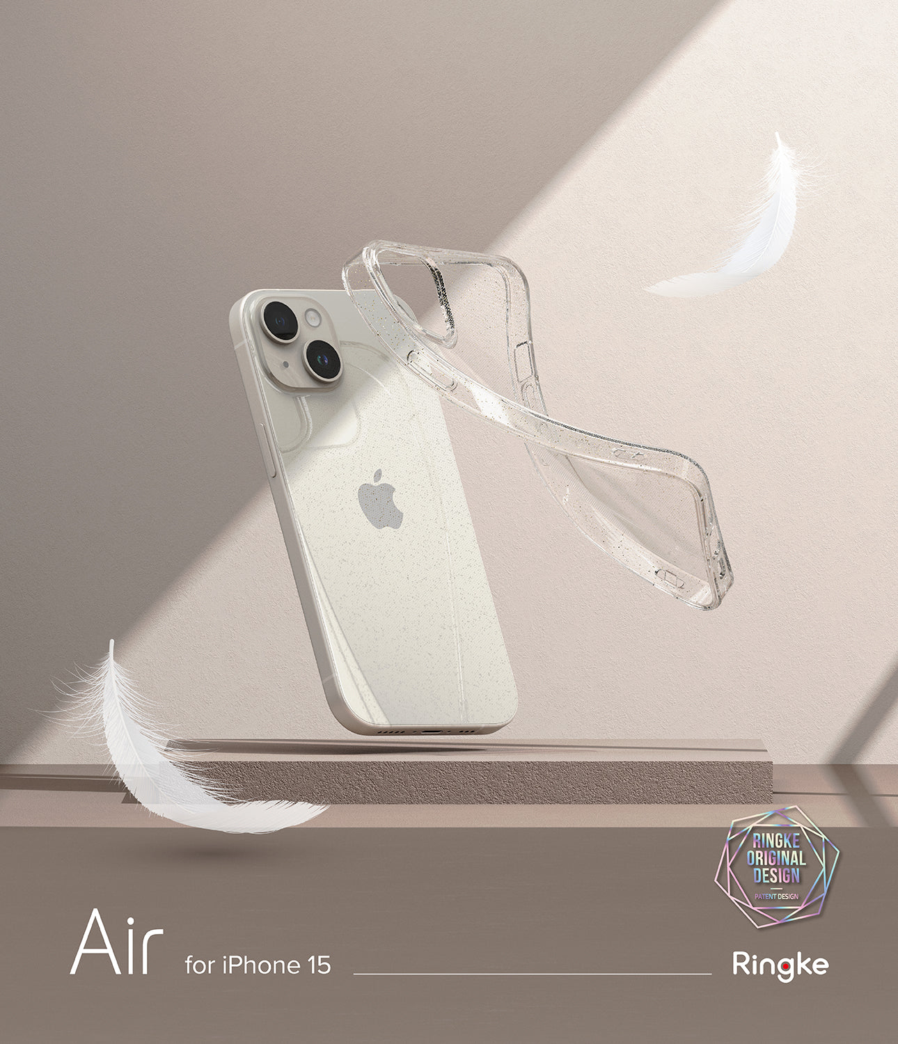 iPhone 15 Case | Air - Glitter Clear - By Ringke