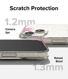 iPhone 15 Case | Air - Glitter Clear - Scratch Protection Camera Lips. Raised Bezel.