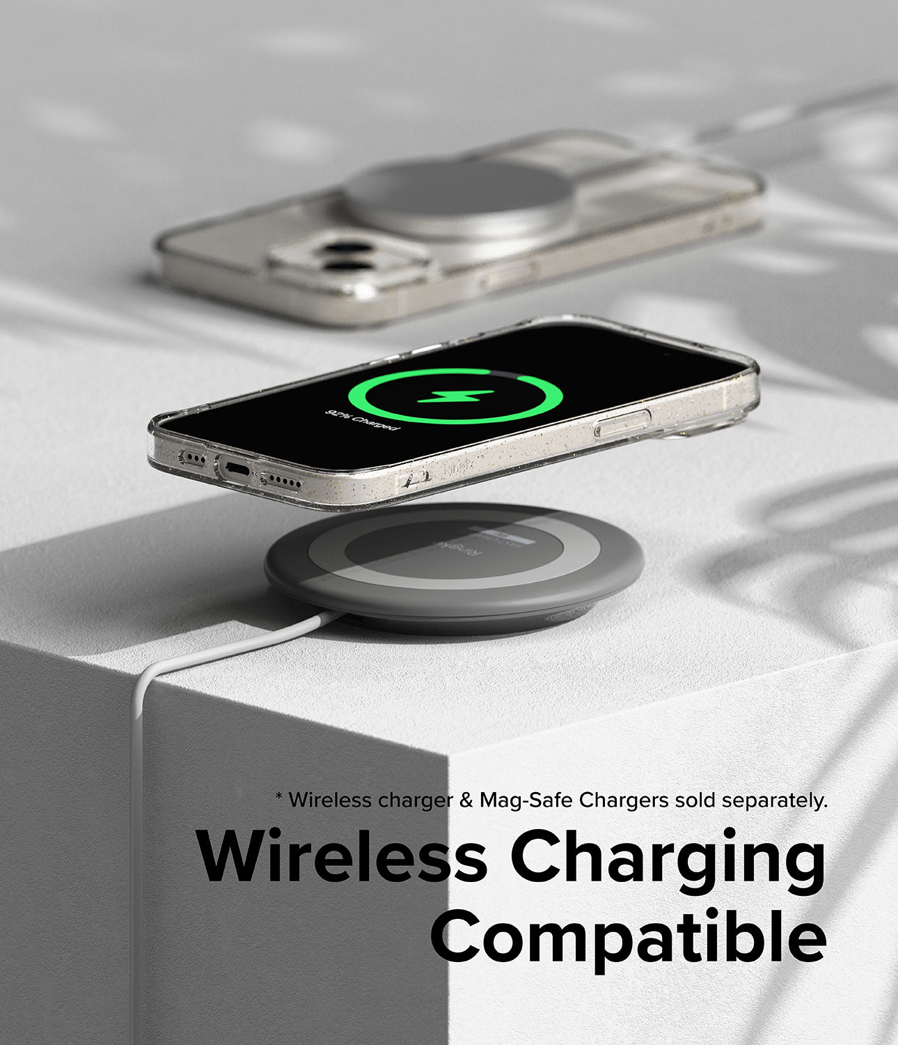 iPhone 15 Case | Air - Glitter Clear - Wireless Charging Compatible.