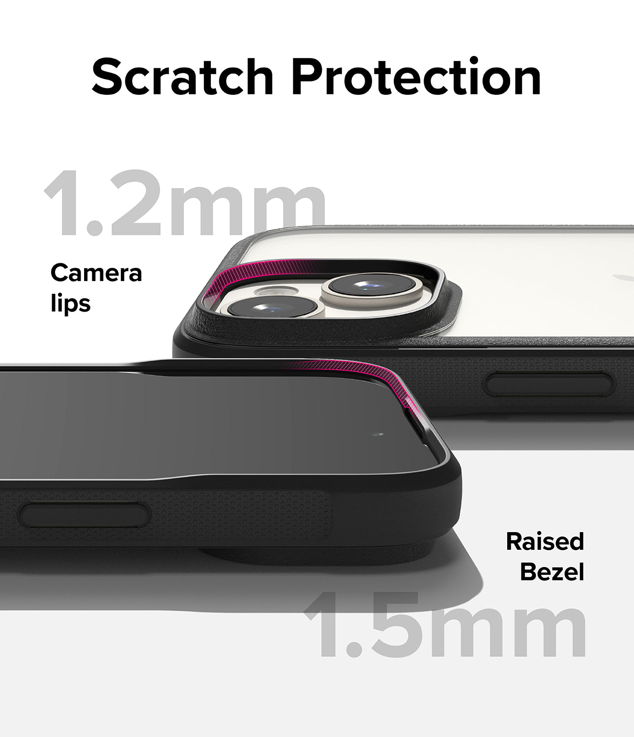 iPhone 15 Case | Fusion Bold Clear/Black - Scratch Protection Camera Lips. Raised Bezel.