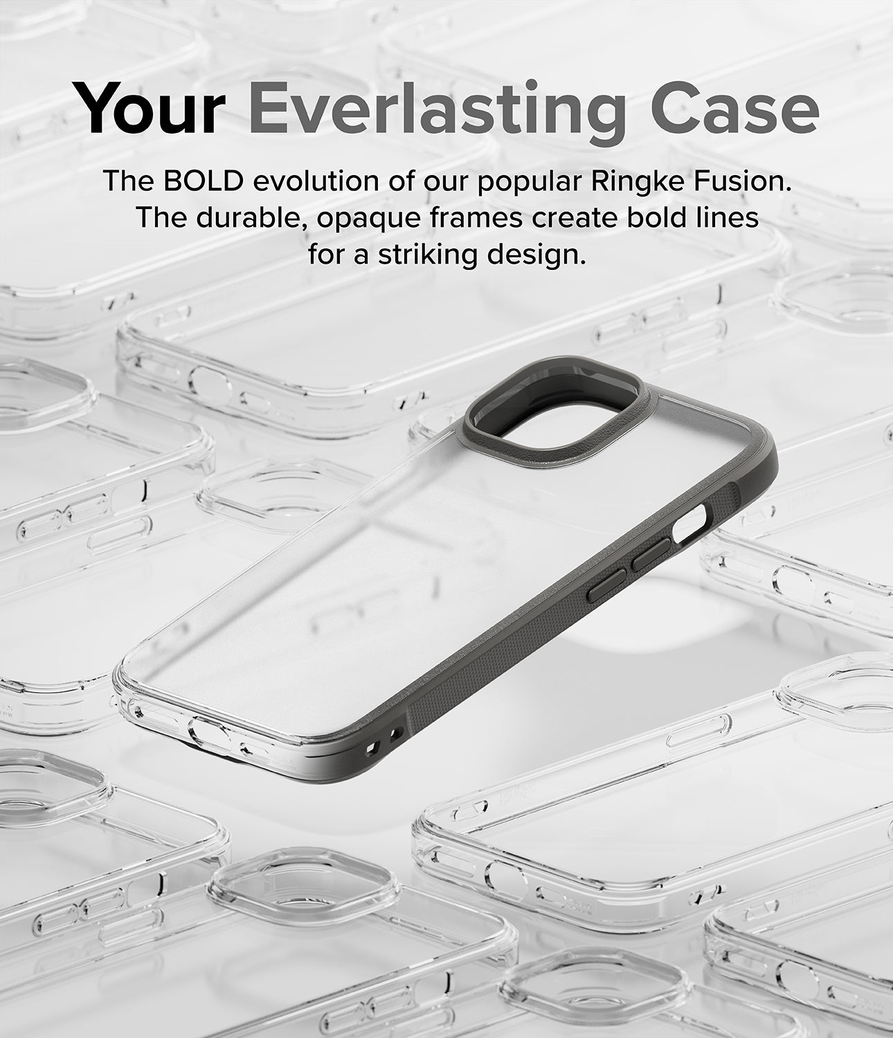 iPhone 15 Case | Fusion Bold Matte/Gray - Your Everlasting Case. The Bold evolution of our popular Ringke Fusion. The durable, opaque frames create bold lines for a striking design.
