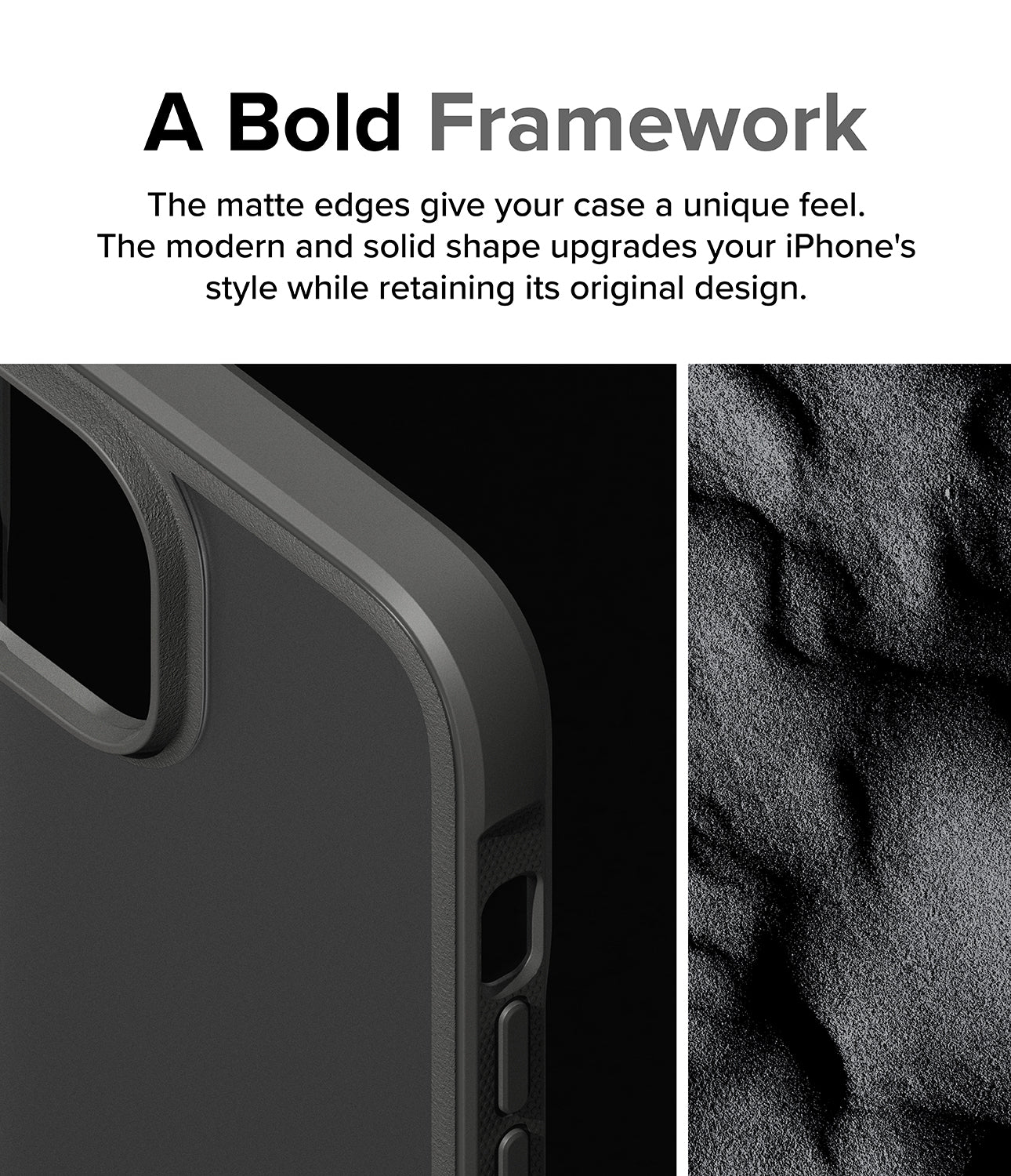 iPhone 15 Case | Fusion Bold Matte/Gray - A Bold Framework. The matte edges give your case a unique feel. The modern and solid shape upgrades your iPhone's style while retaining its original design.