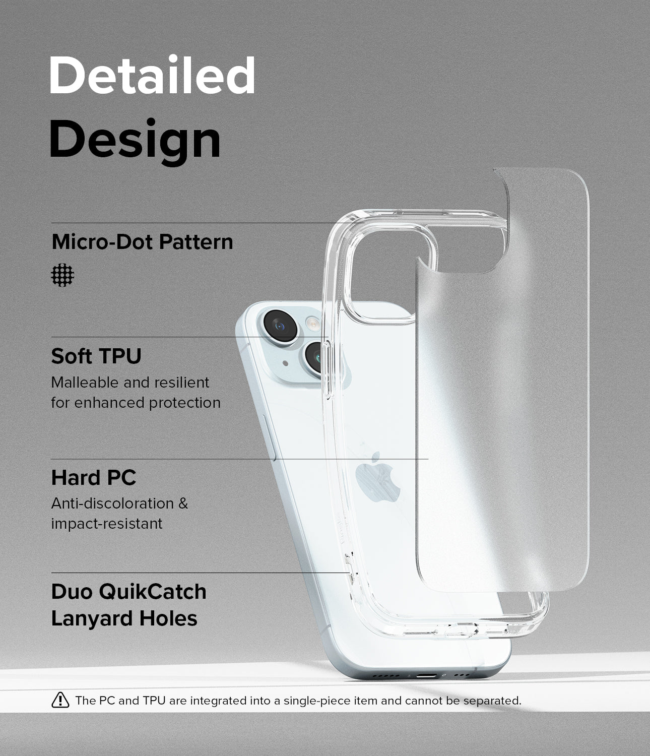 iPhone 15 Case | Fusion - Matte Clear - Detailed Design. Micro-Dot Pattern. Malleable and resilient for enhanced protection. Anti-discoloration and impact-resistant with Hard PC. Duo-QuikCatch Lanyard Holes.