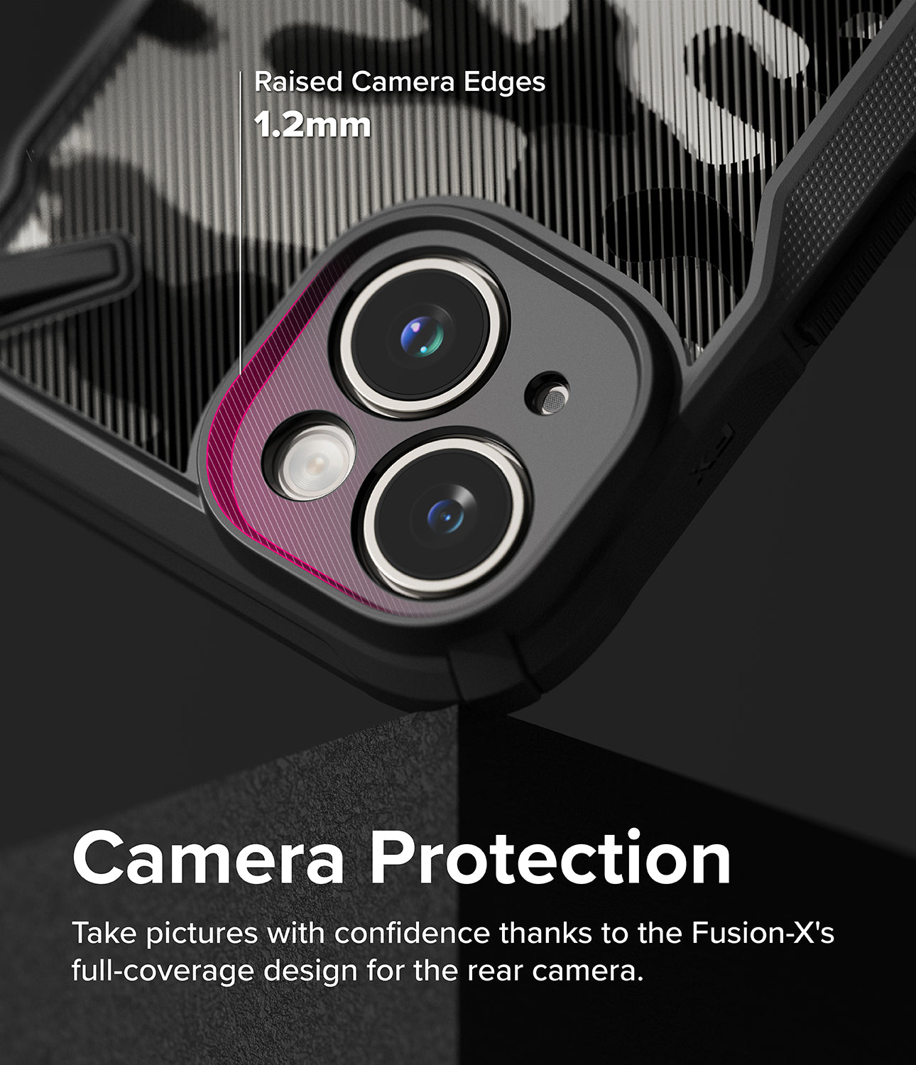 iPhone 15 Case | Fusion-X- Black - Camera Protection. Take pictures with confidence thanks to the Fusion-X's full-coverage design for the rear camera.
