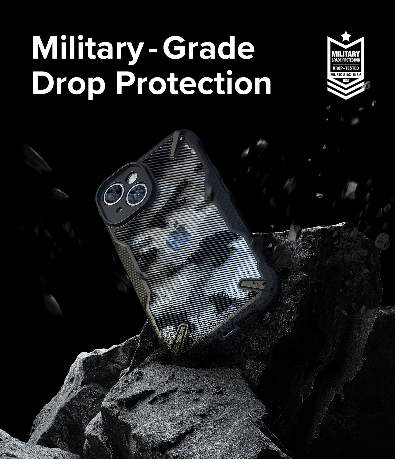 iPhone 15 Case | Fusion-X - Camo Black - Military-Grade Drop Protection
