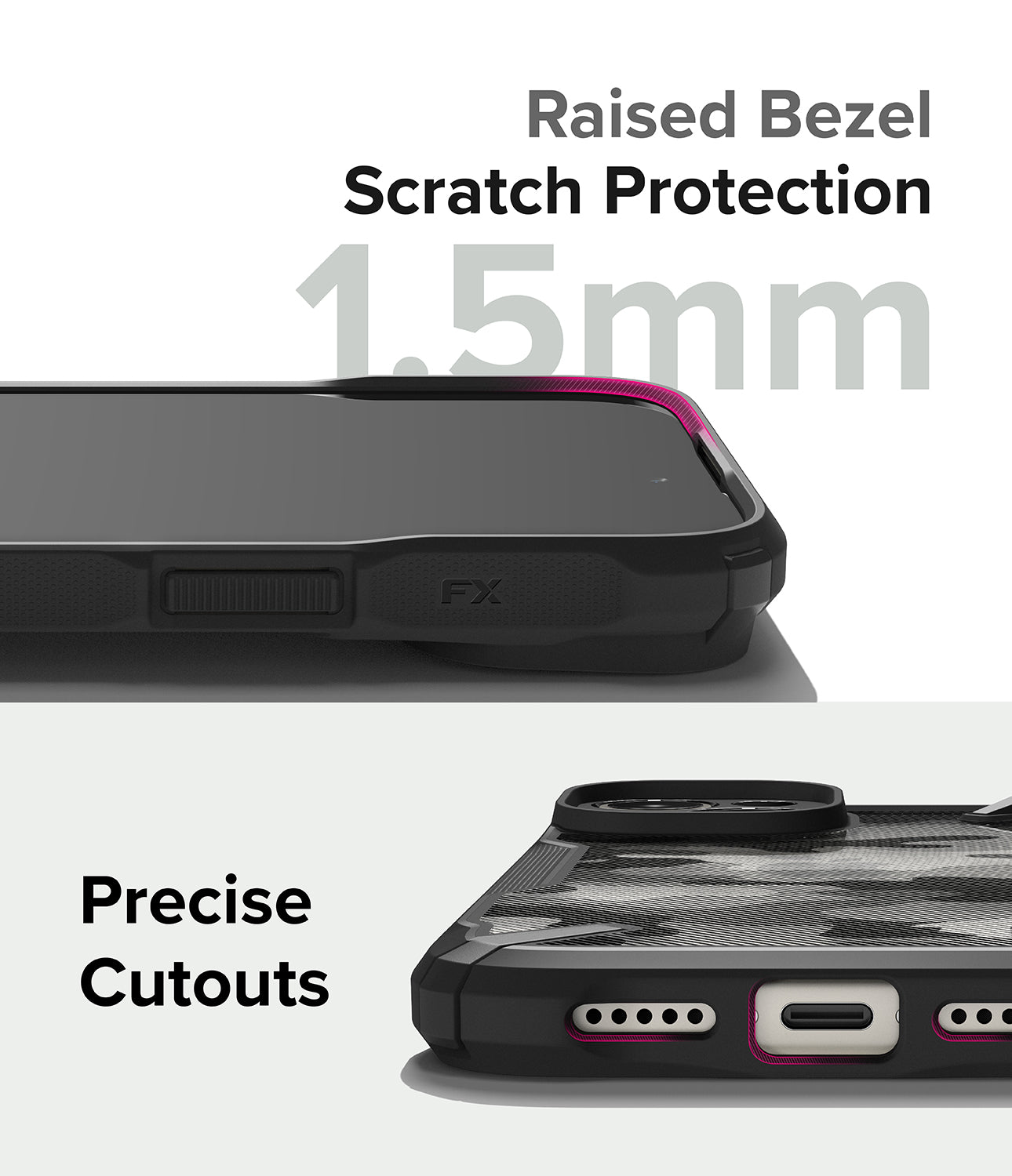 iPhone 15 Case | Fusion-X- Black- Raised Bezel Scratch Protection. Precise Cutouts.