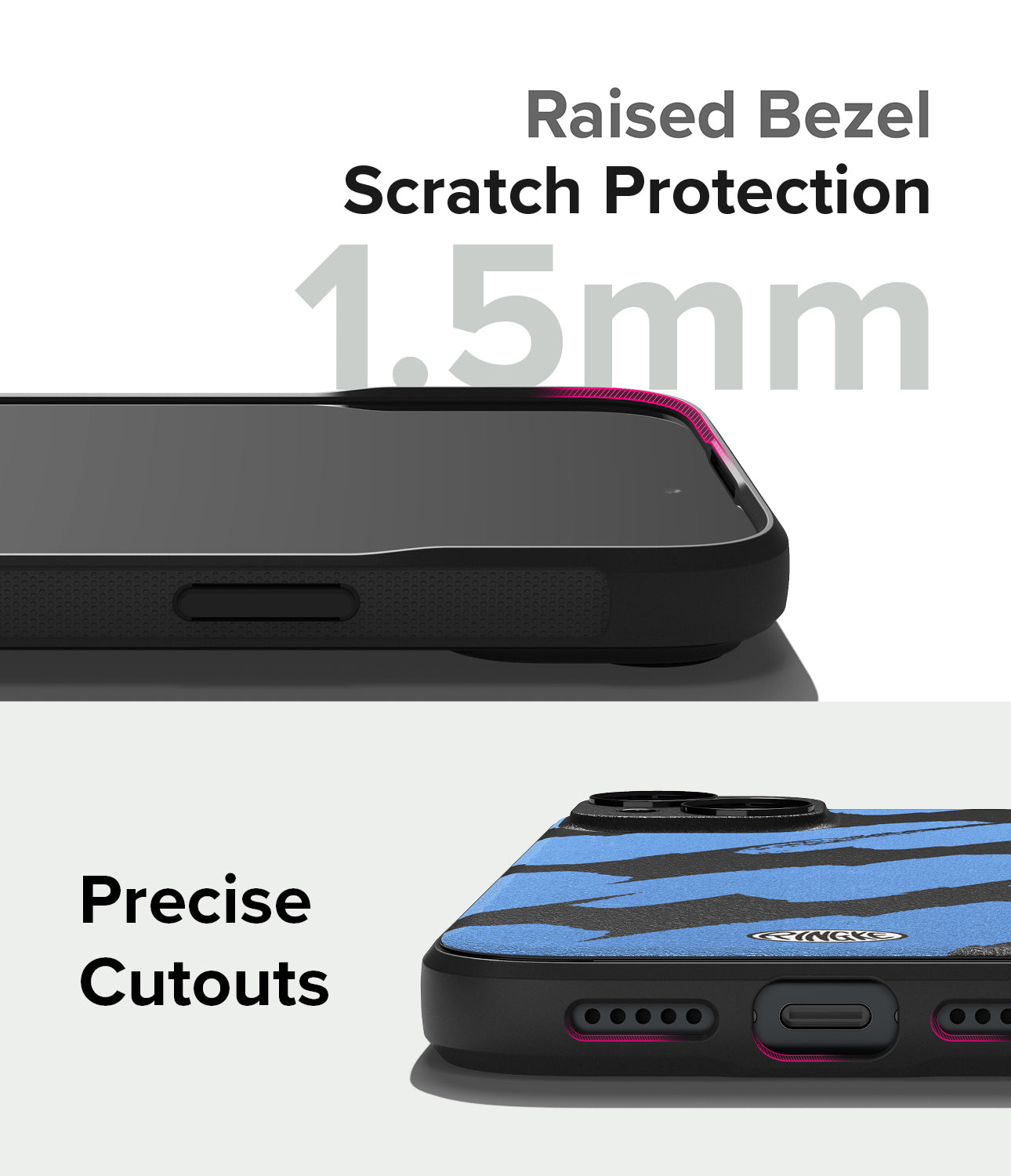 iPhone 15 Case | Onyx Design - Blue Brush - Raised Bezel Scratch Protection. Precise Cutouts.
