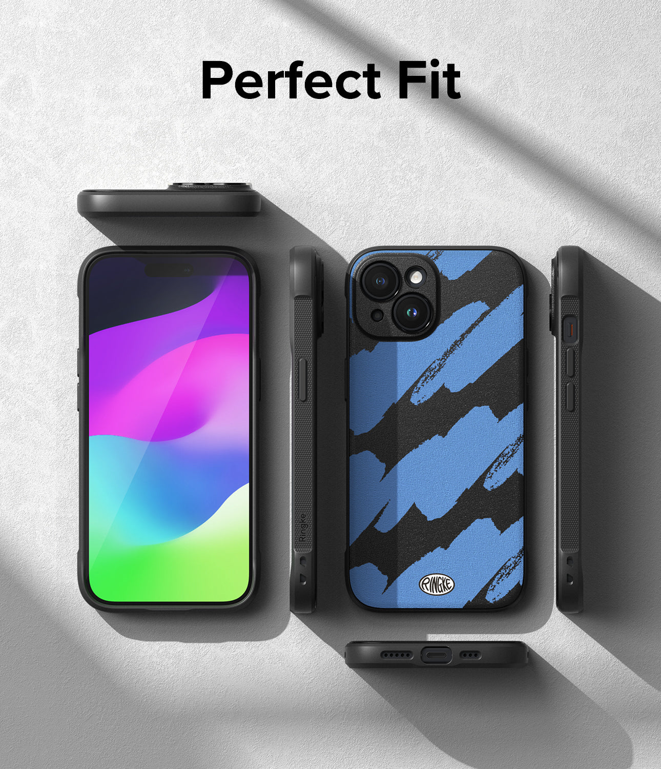 iPhone 15 Case | Onyx Design - Blue Brush - Perfect Fit