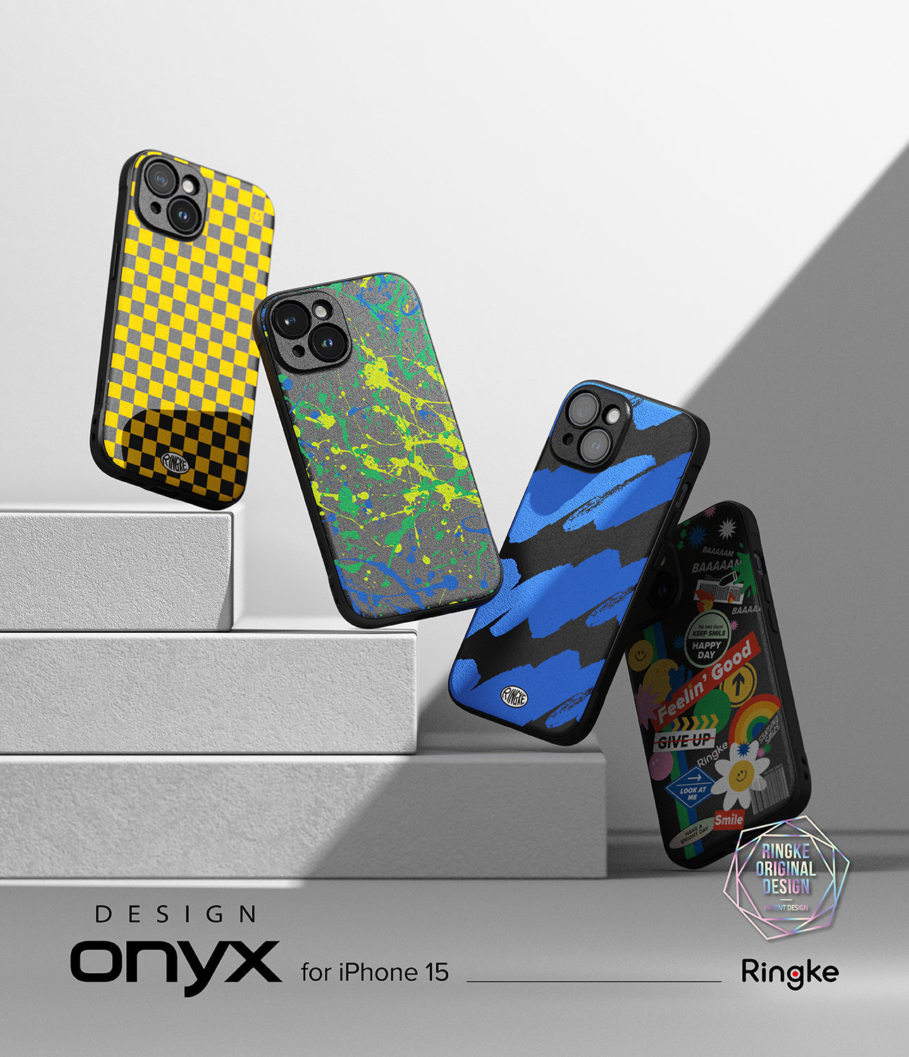 iPhone 15 Case | Onyx Design - Blue Brush - By Ringke