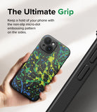 iPhone 15 Case | Onyx Design - Action Painting - The Ultimate Grip. Keep a hold of your phone with the non-slip micro-dot embossing pattern on the sides.