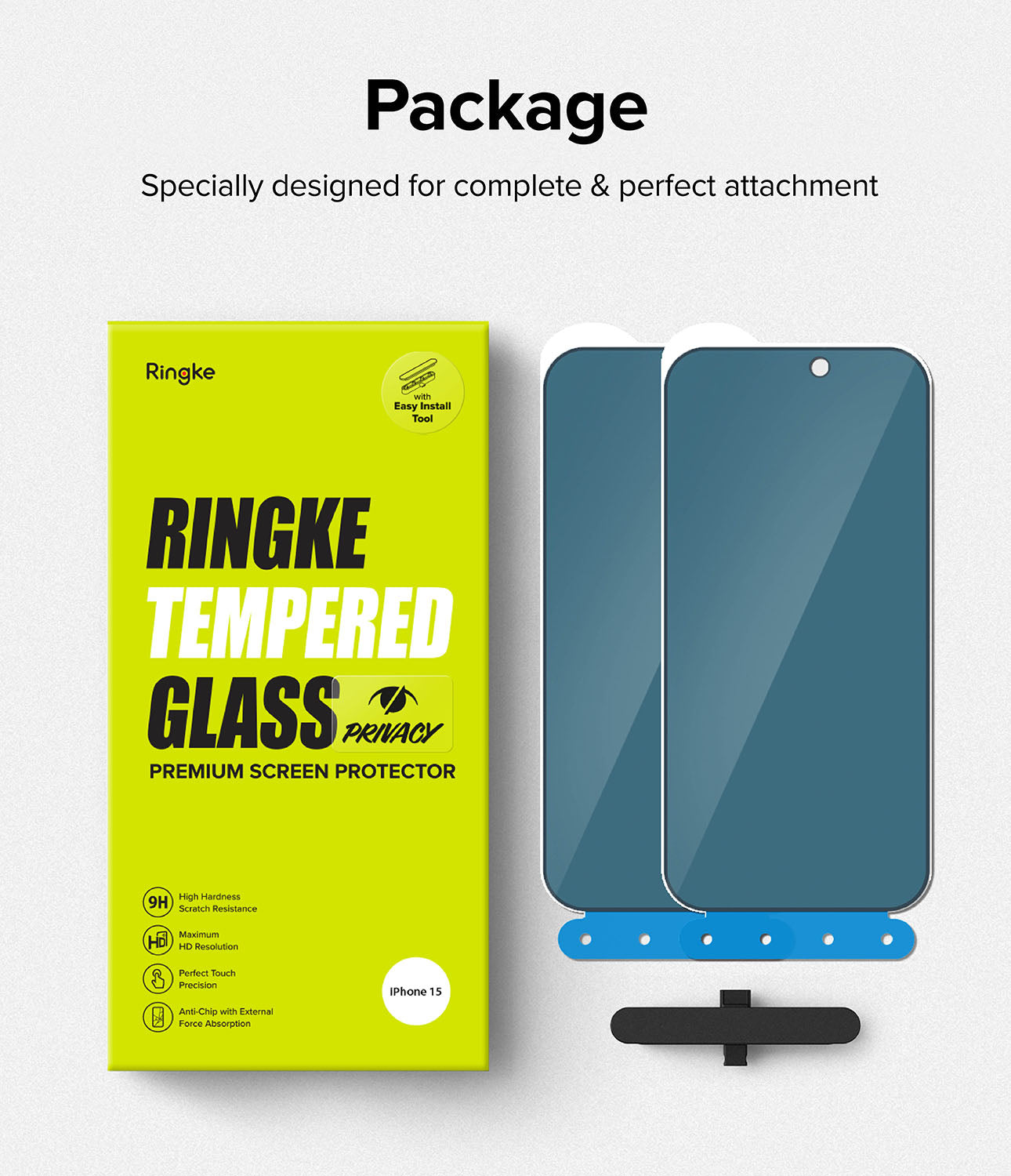 iPhone 15 Screen Protector | Privacy Glass - Package