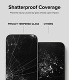 iPhone 15 Screen Protector | Privacy Glass - Shatterproof Coverage. Prevents injury caused by glass shards upon impact. 