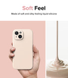 iPhone 15 Case | Silicone Magnetic - Pink Sand - Soft Feel. Made of soft and silky feeling liquid silicone.
