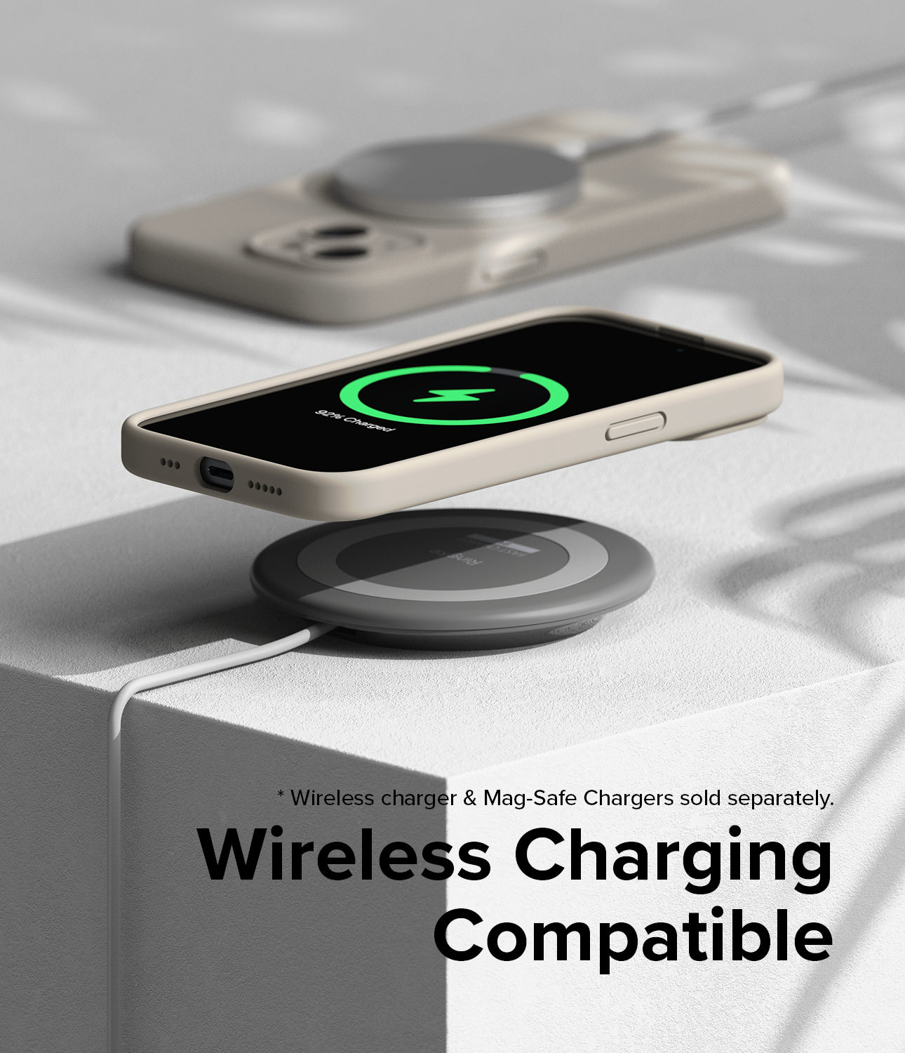iPhone 15 Case | Silicone Magnetic - Stone - Wireless Charging Compatible
