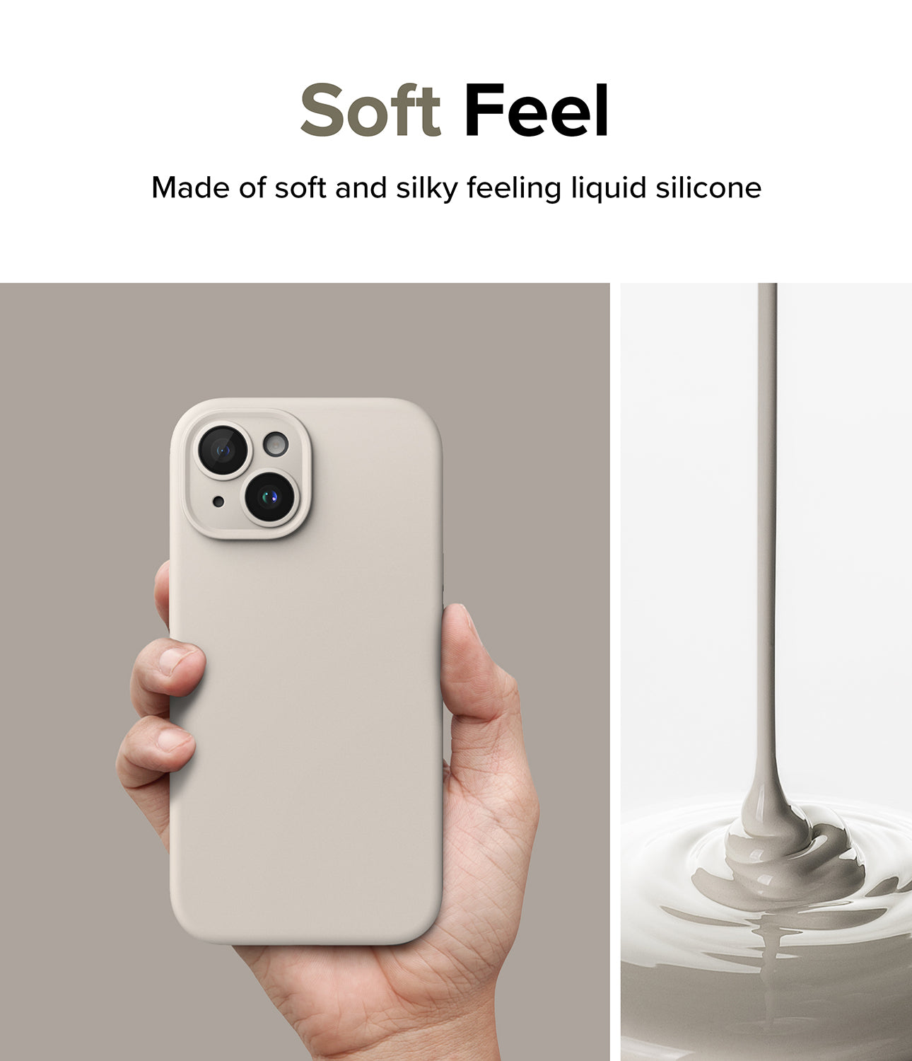 iPhone 15 Case | Silicone Magnetic - Stone - Soft Feel. Made of soft and silky feeling liquid silicone.