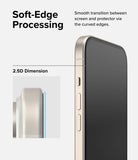 iPhone 15 Screen Protector | Full Cover Glass - Soft-Edge Processing. Smooth transition between screen and protector via the curved edges.