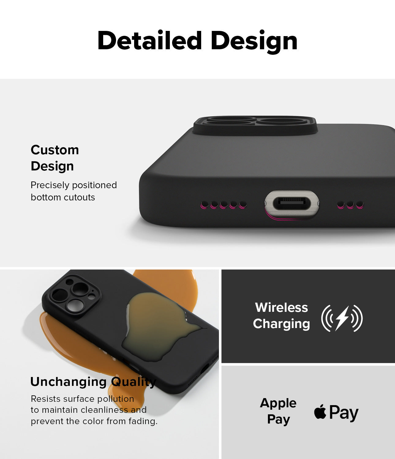 Detailed Design - Custom Design, Unchanging Quality, Wireless Charging, Apple Pay