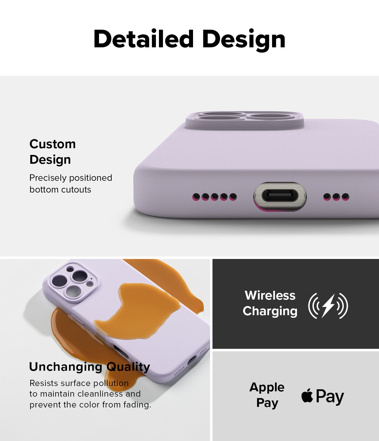 Detailed Design - Custom Design, Unchanging Quality, Wireless Charging, Apple Pay