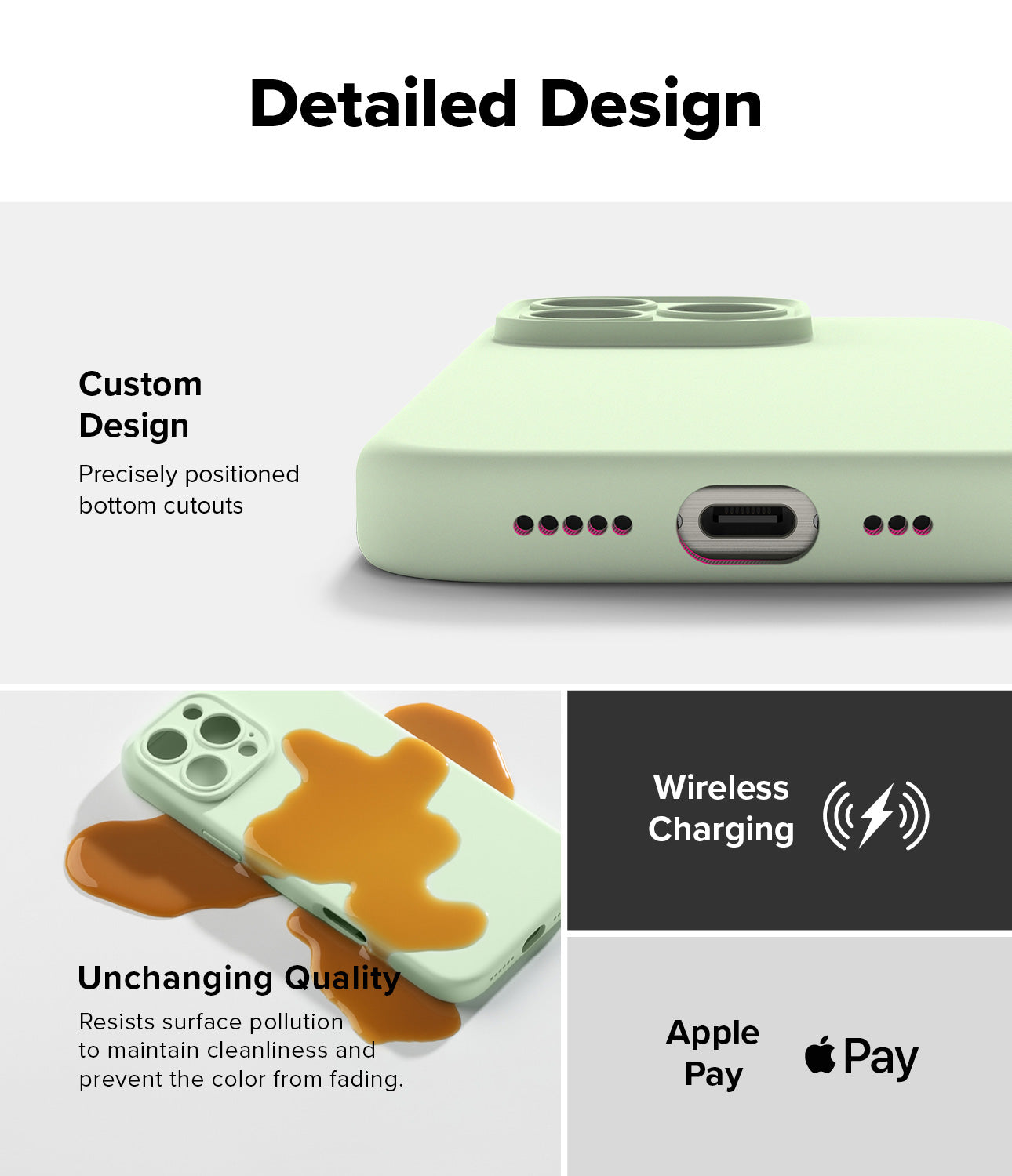 Detailed Design - Custom Design, Unchanging Quality, Wireless Charging, Apple Pay