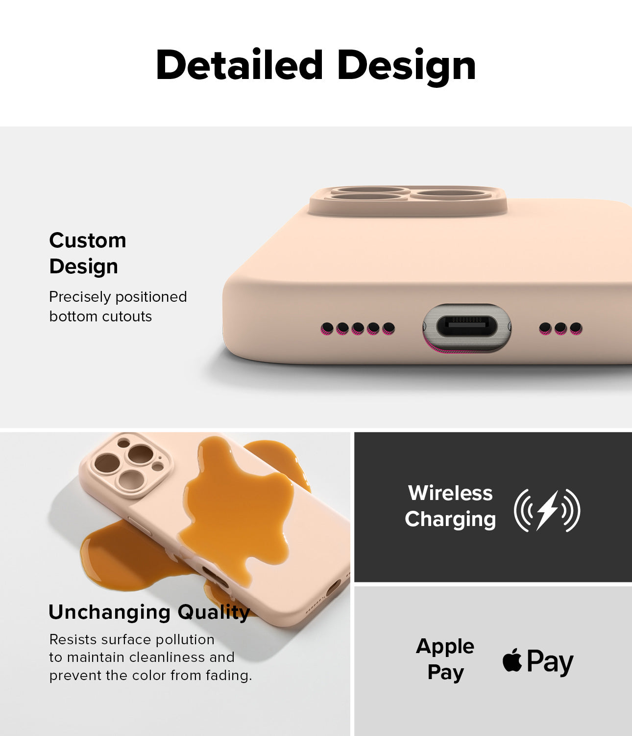 Detailed Design - Custom Design, Unchanging Quality, Wireless Charging, Apple Pay