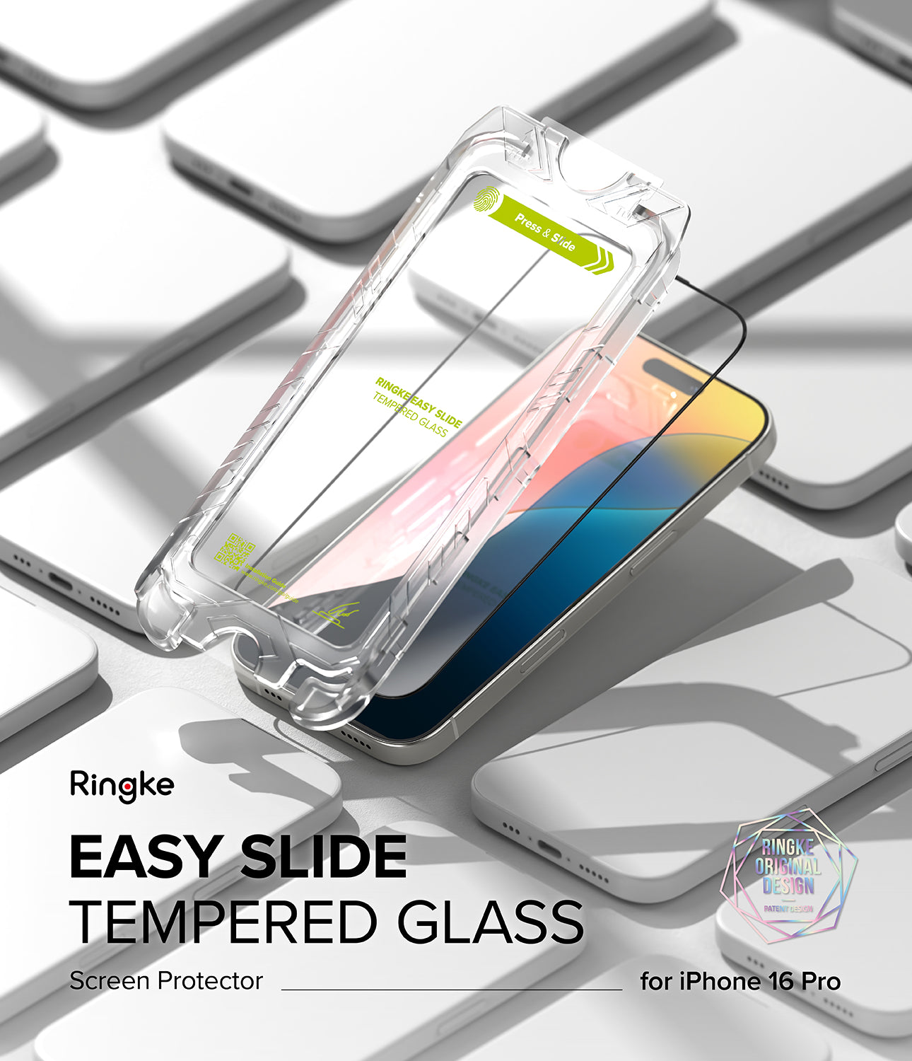 Easy Slide Tempered Glass for iPhone 16 Pro Screen Protector | Ringke