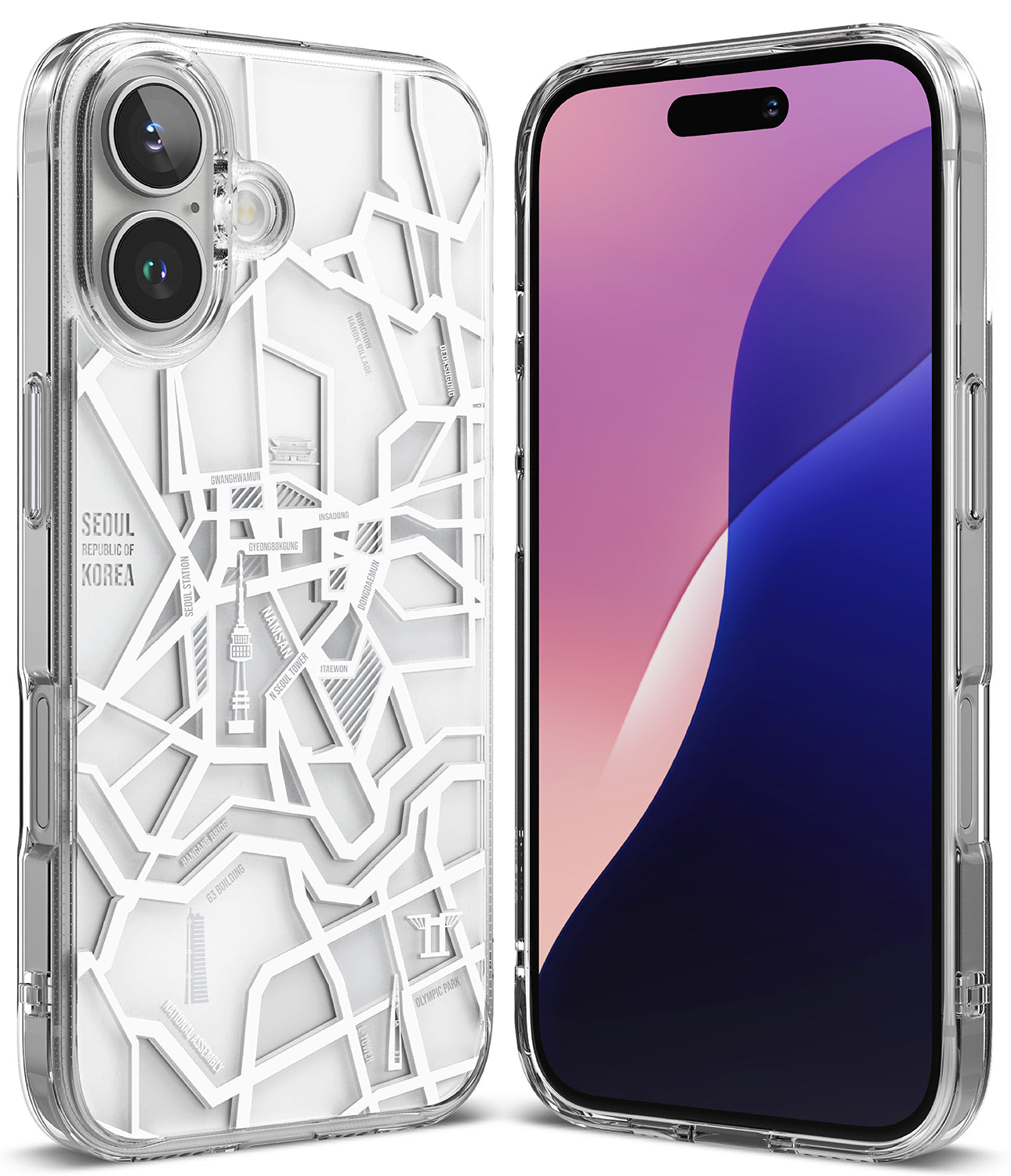 iPhone 16 Case | Fusion Design - Seoul Map White