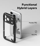 iPhone 17 pro max case with hybrid layers TPU and Hard PC on a light gray background