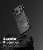iPhone 17 pro max case with 'Superior Protection' text on a dark background.