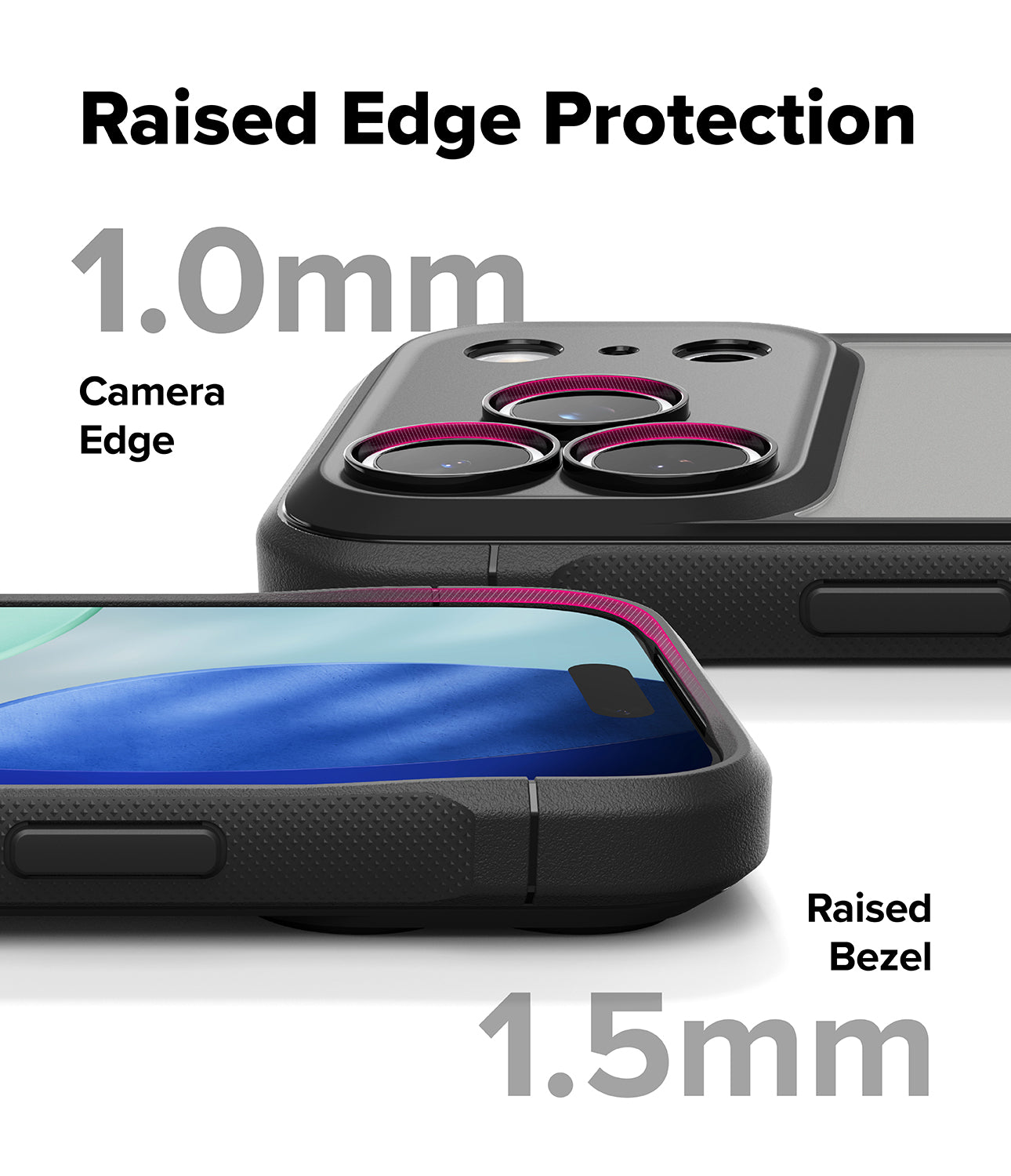 iPhone 17 Pro Max case with raised edge protection features on a white background